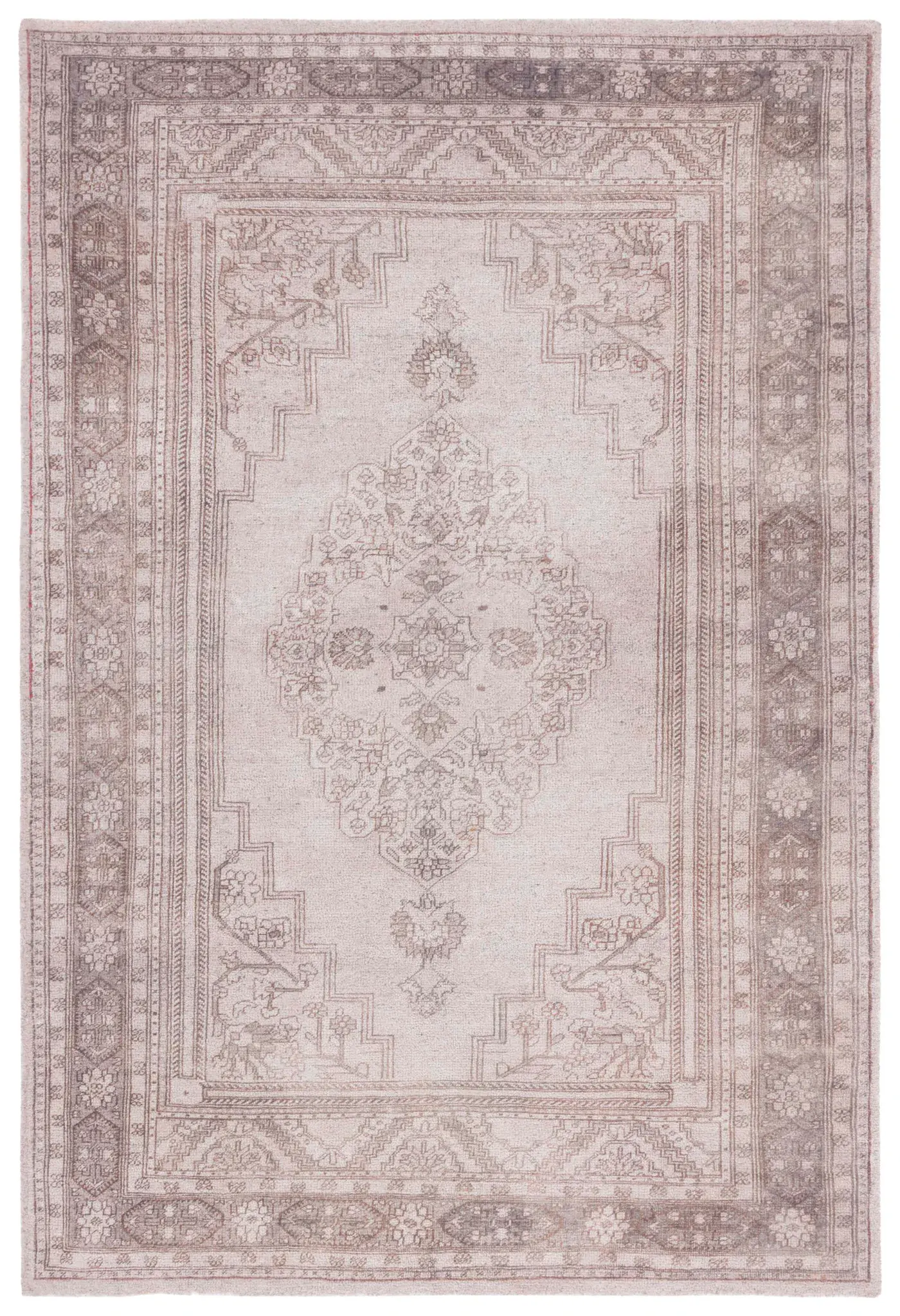 Classic Vintage Stepped Medallion Hand-Tufted Rug