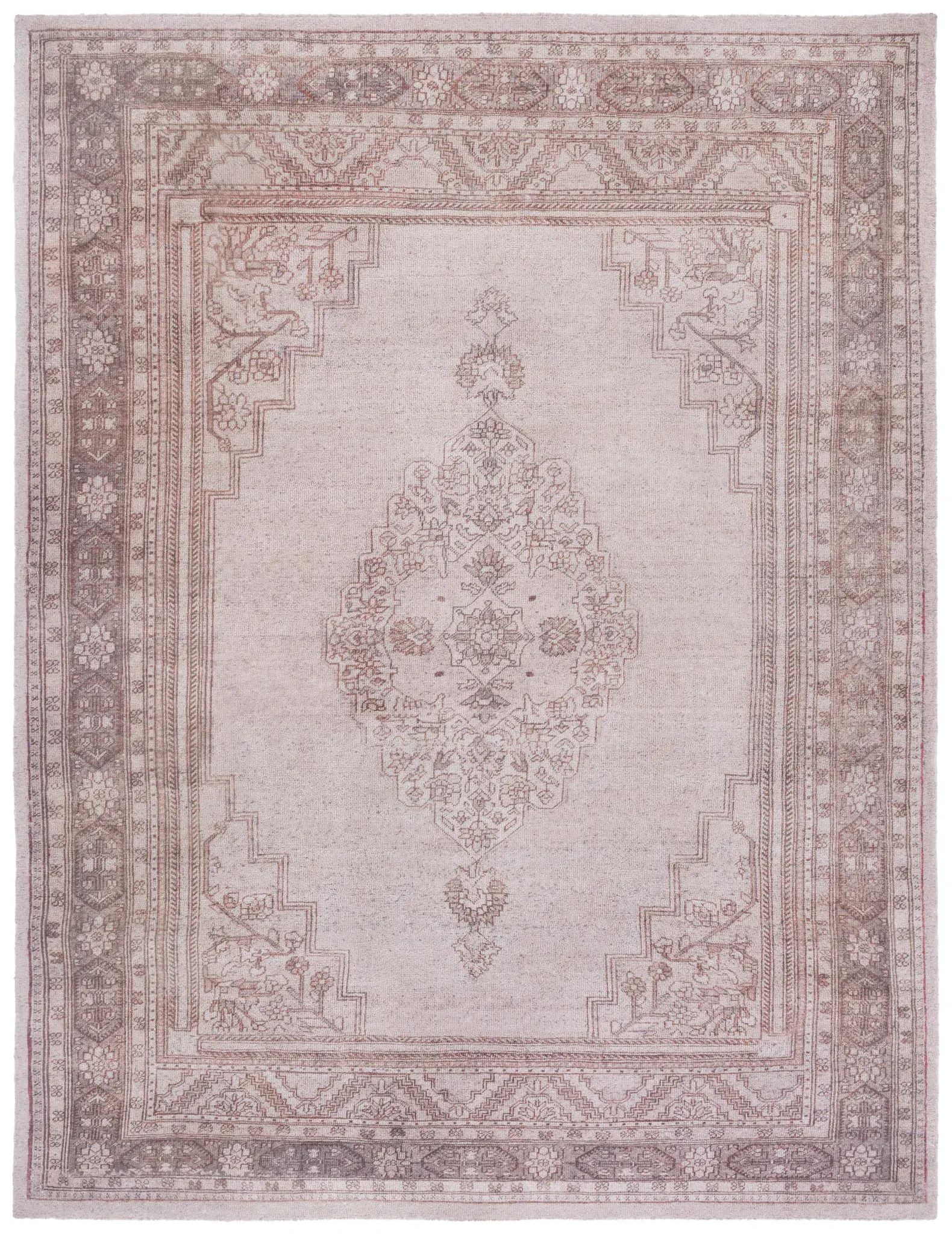 Classic Vintage Stepped Medallion Hand-Tufted Rug