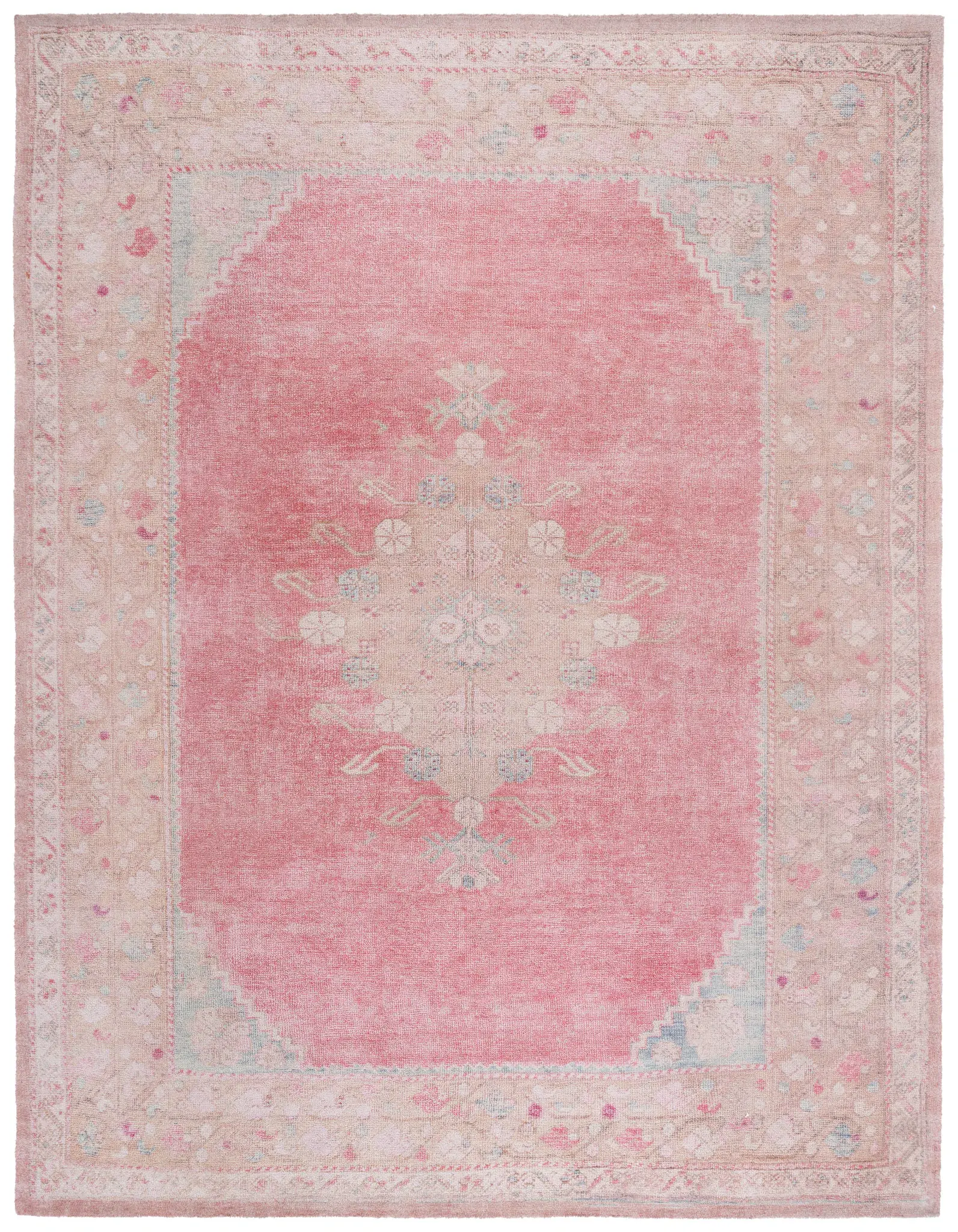 Classic Vintage Floral Bouquet Medallion Hand-Tufted Rug