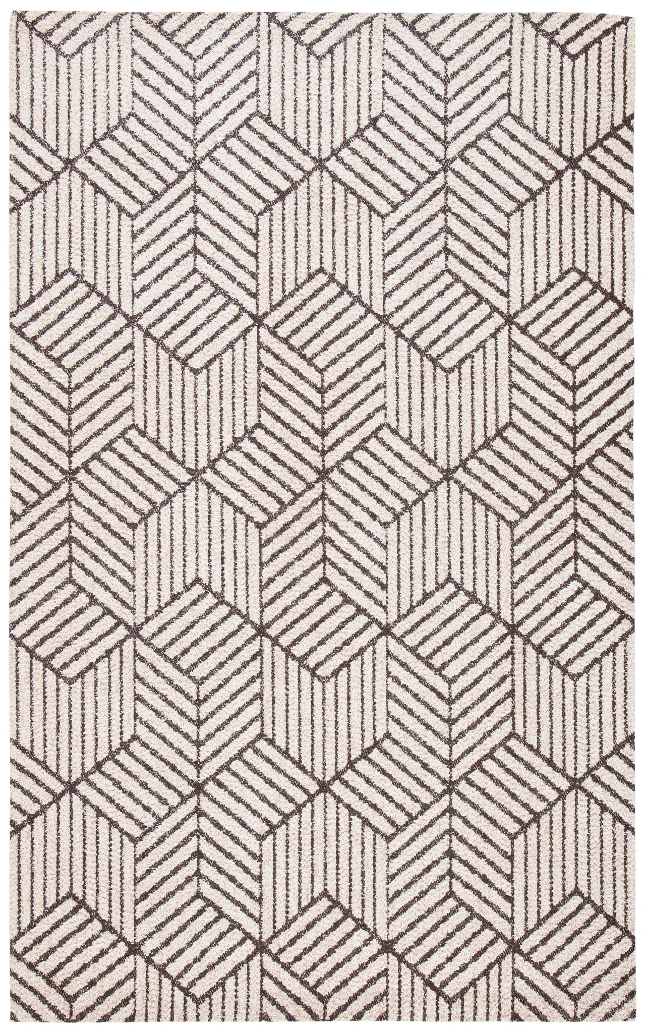 Classic Vintage Modern Tumbling Block Hand-Woven Rug