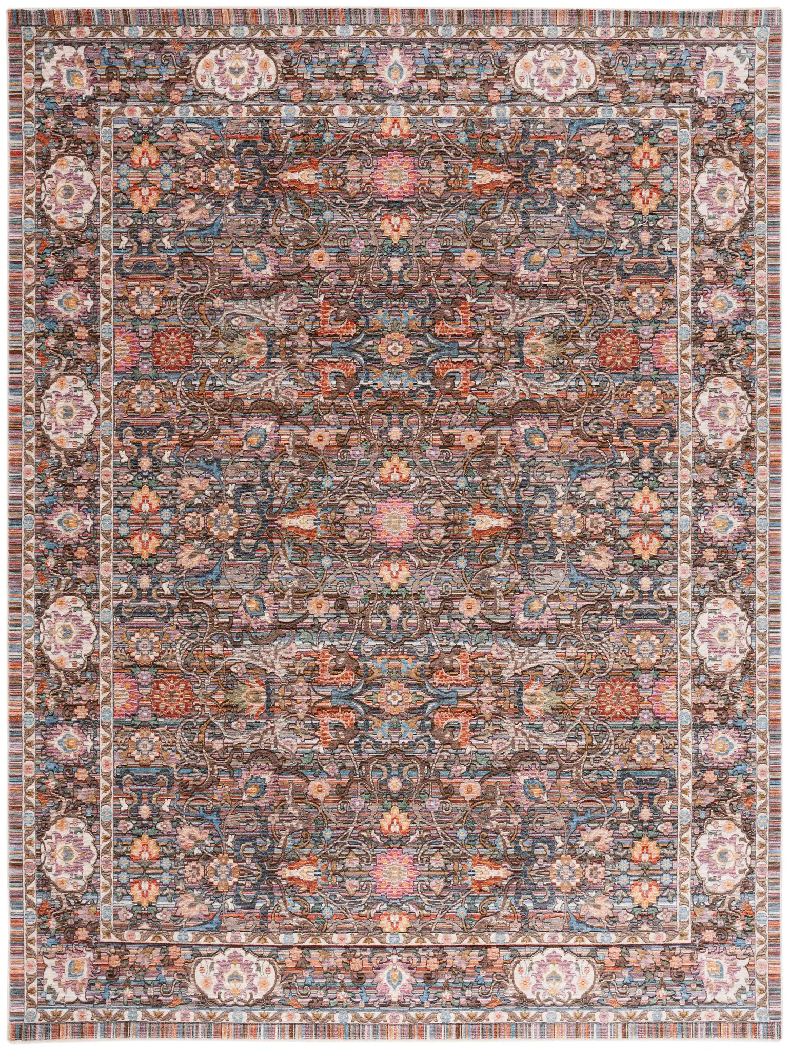 Crimson Floral Border Rug