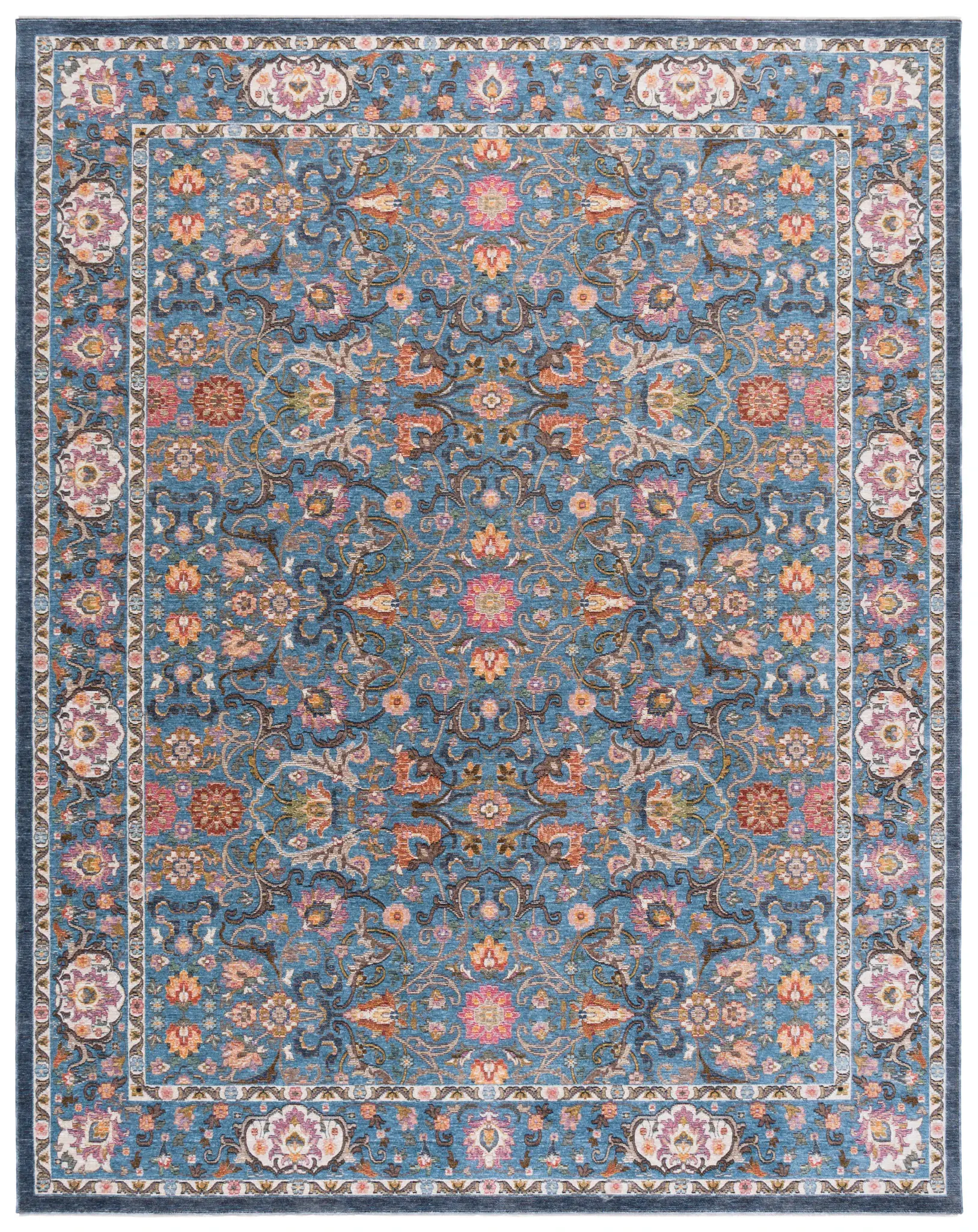 Crimson Floral Border Rug