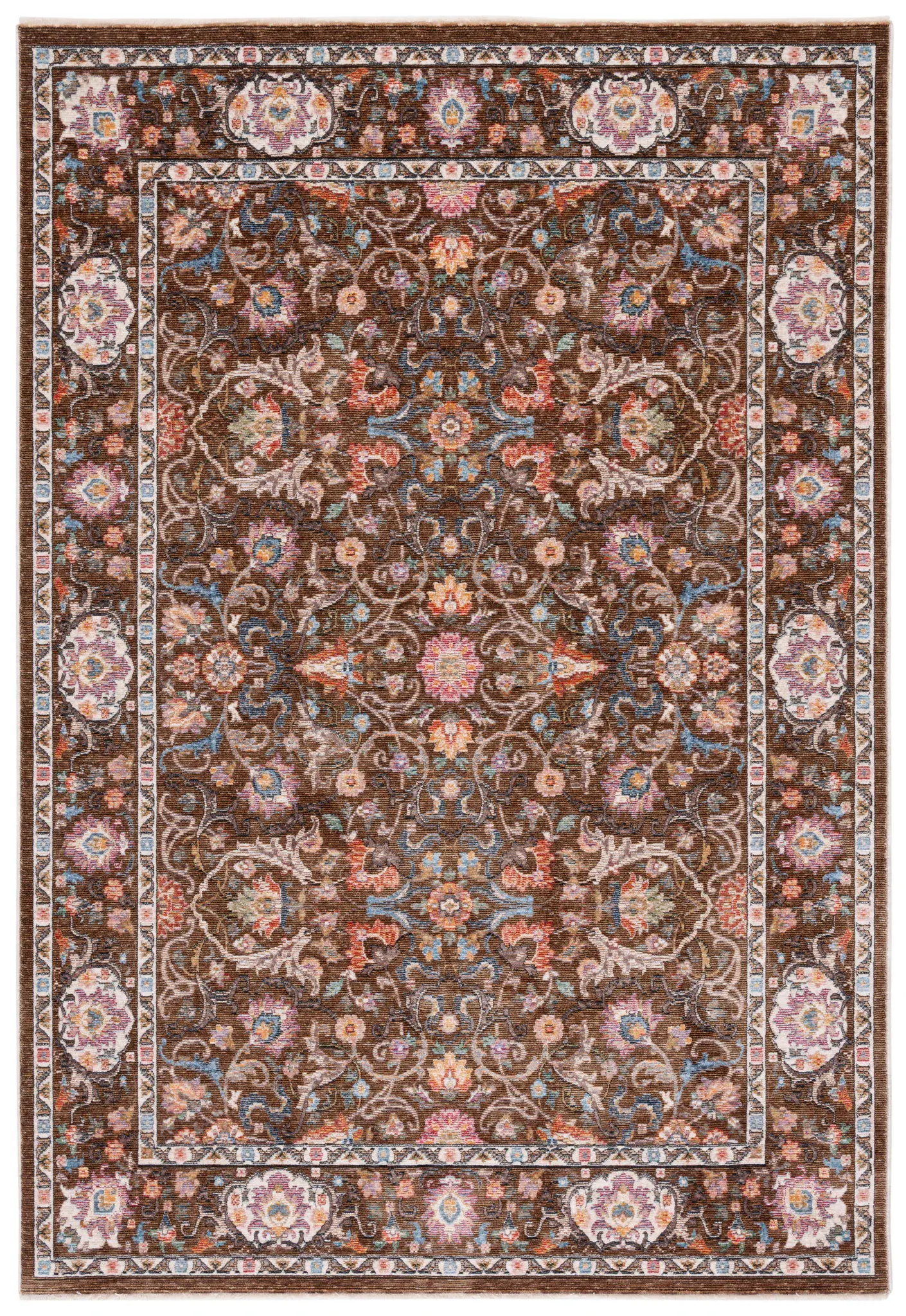 Crimson Floral Border Rug