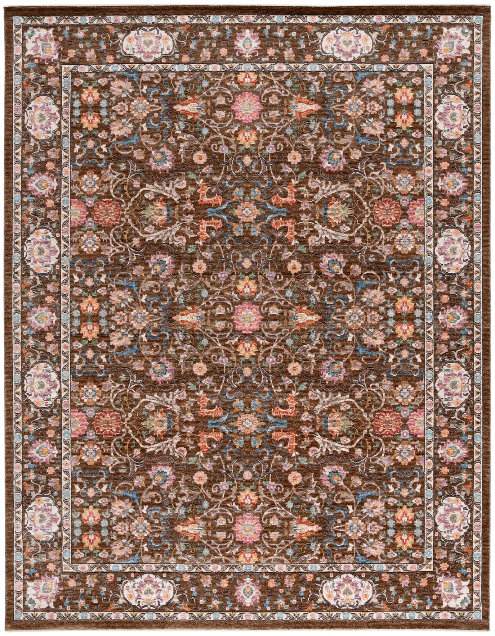 Crimson Floral Border Rug