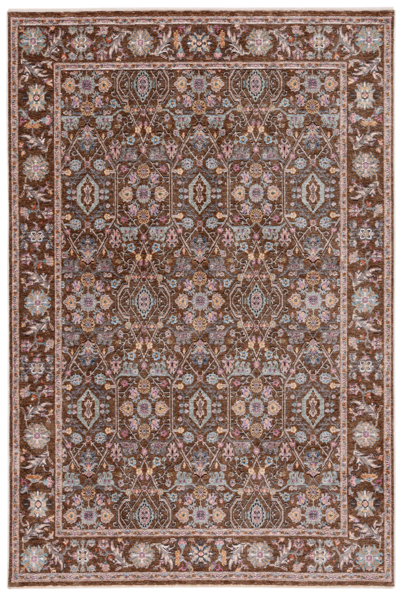Crimson Floral Lattice Rug
