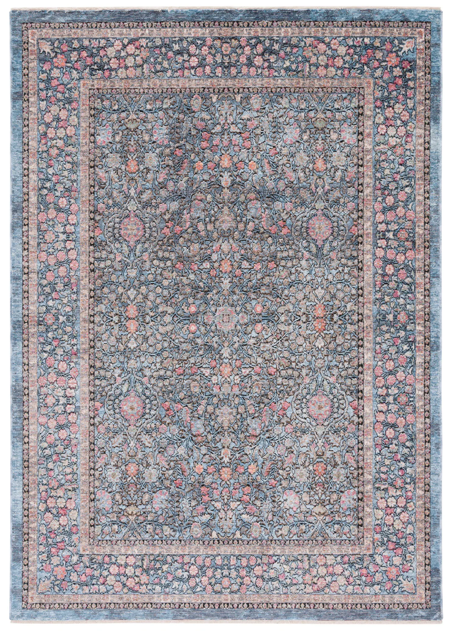 Crimson Bordered Floral Rug