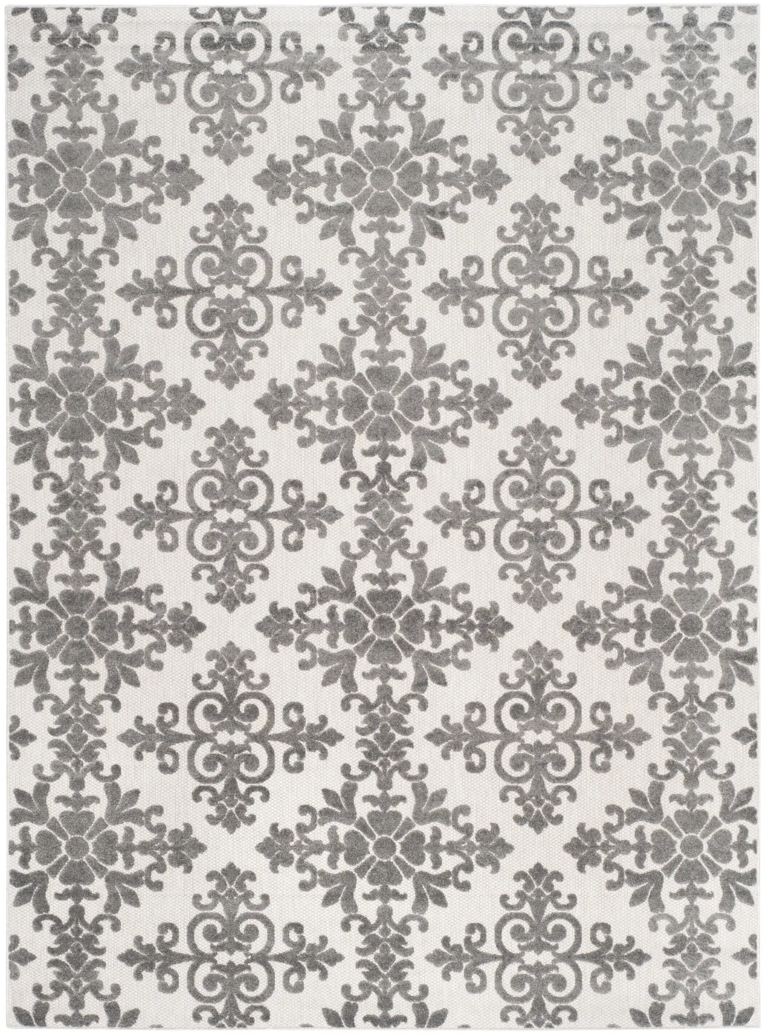 Cottage Damask Scroll Outdoor Rug