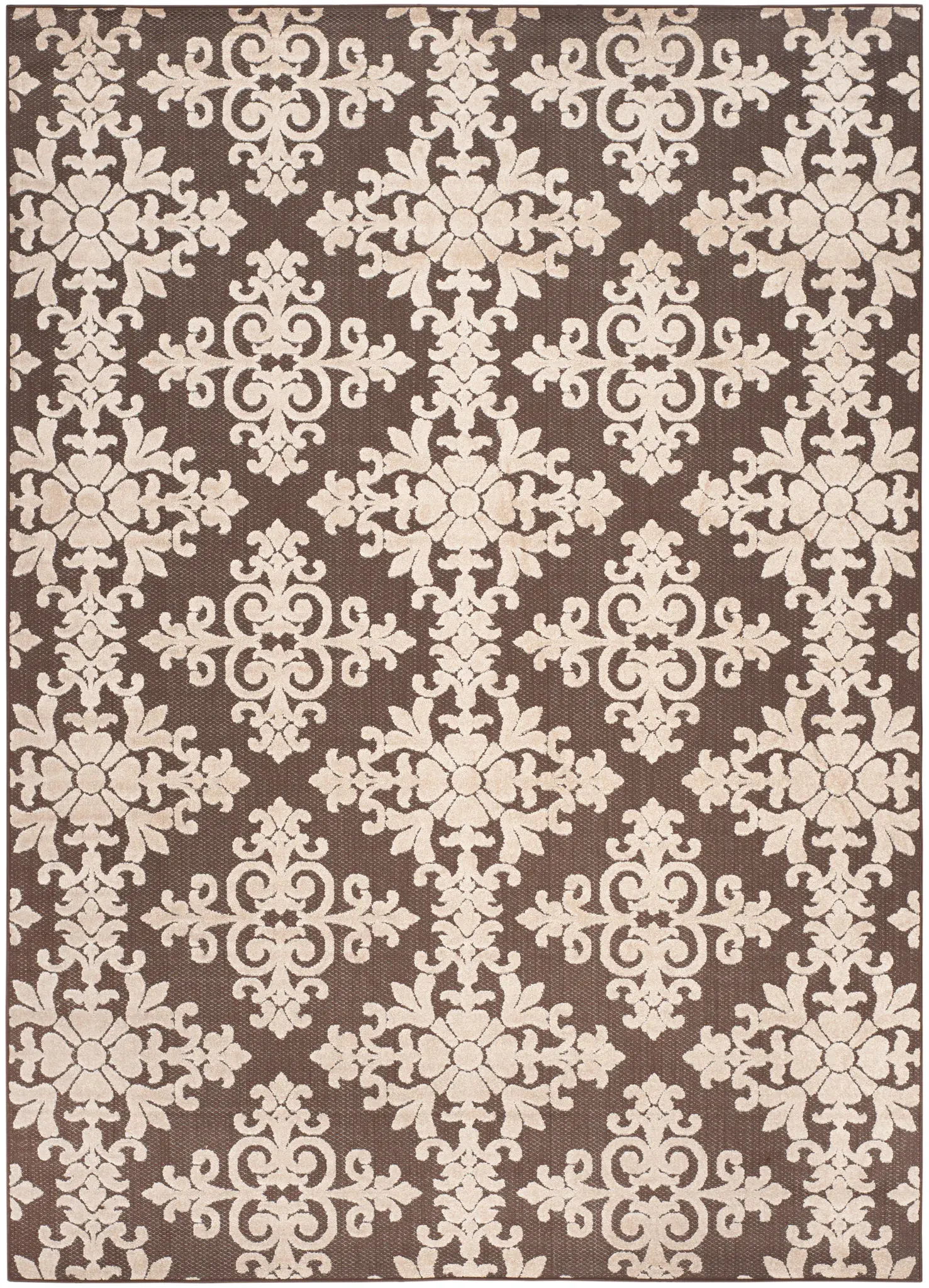 Cottage Damask Scroll Outdoor Rug