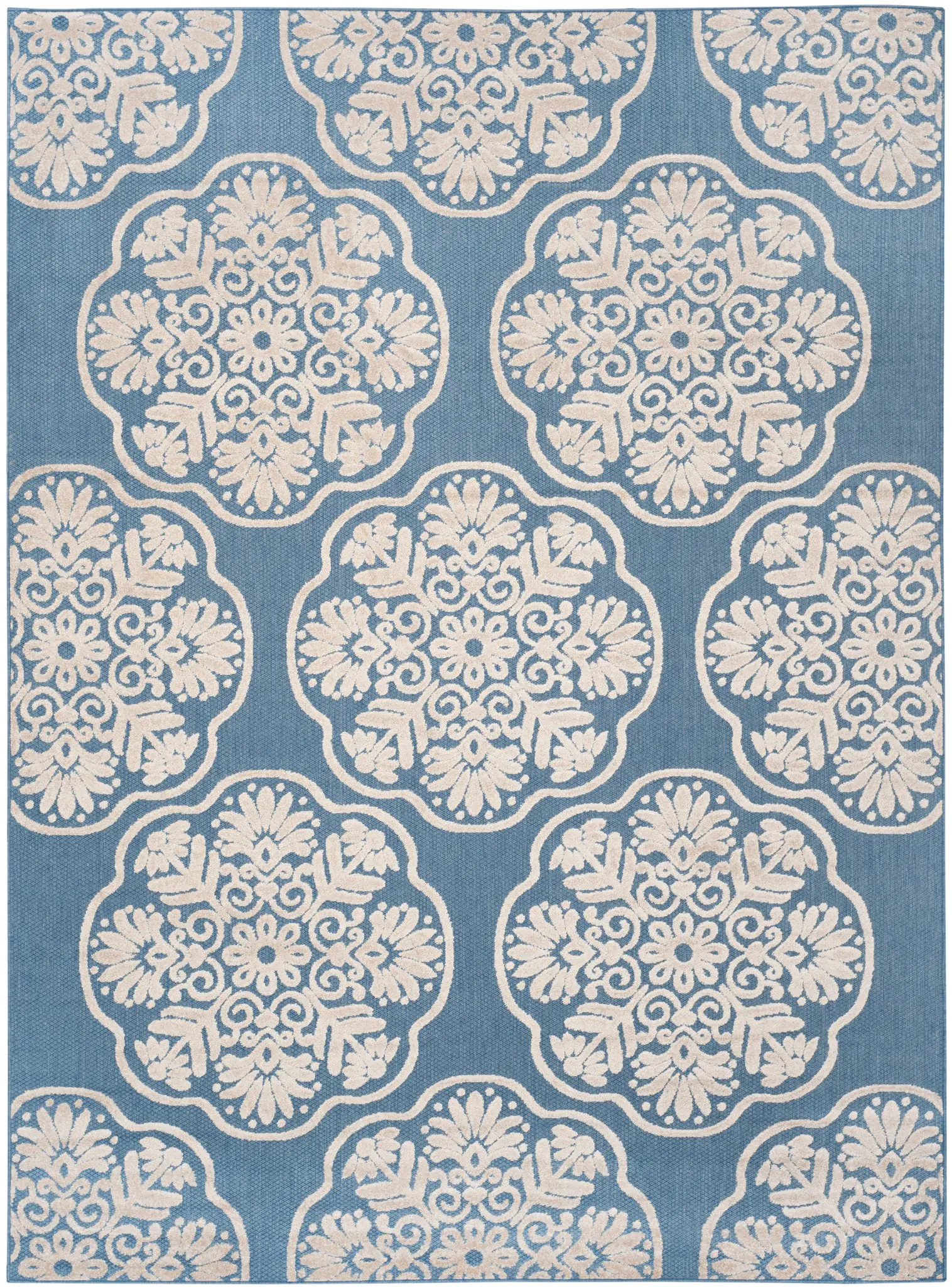 Cottage Floral Medallion Outdoor Rug