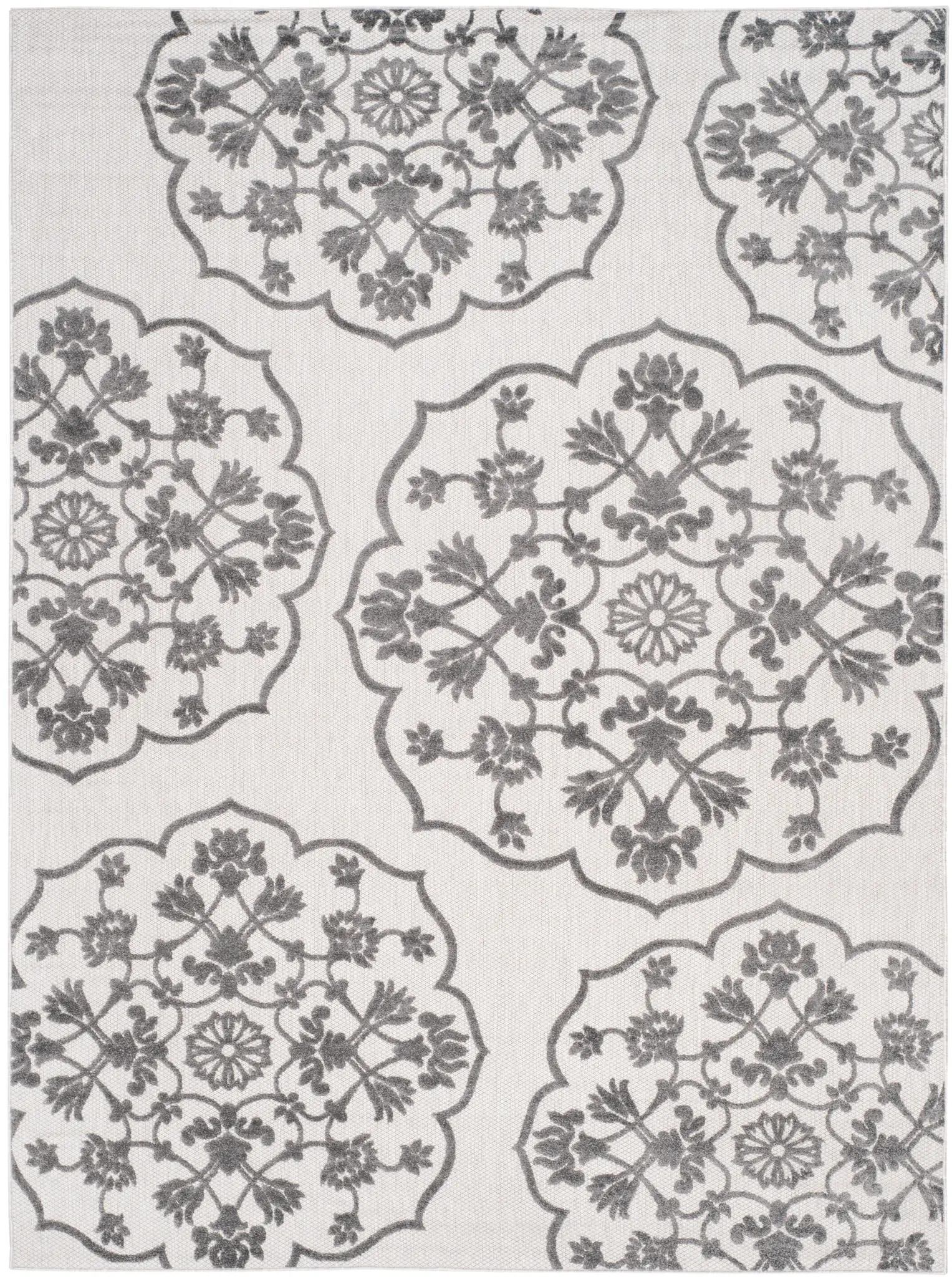 Cottage Damask Medallion Outdoor Rug
