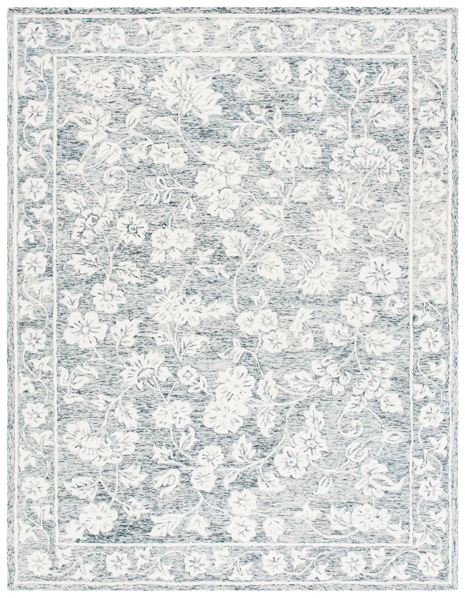 Capri Floral Border Hand-Tufted Wool Rug