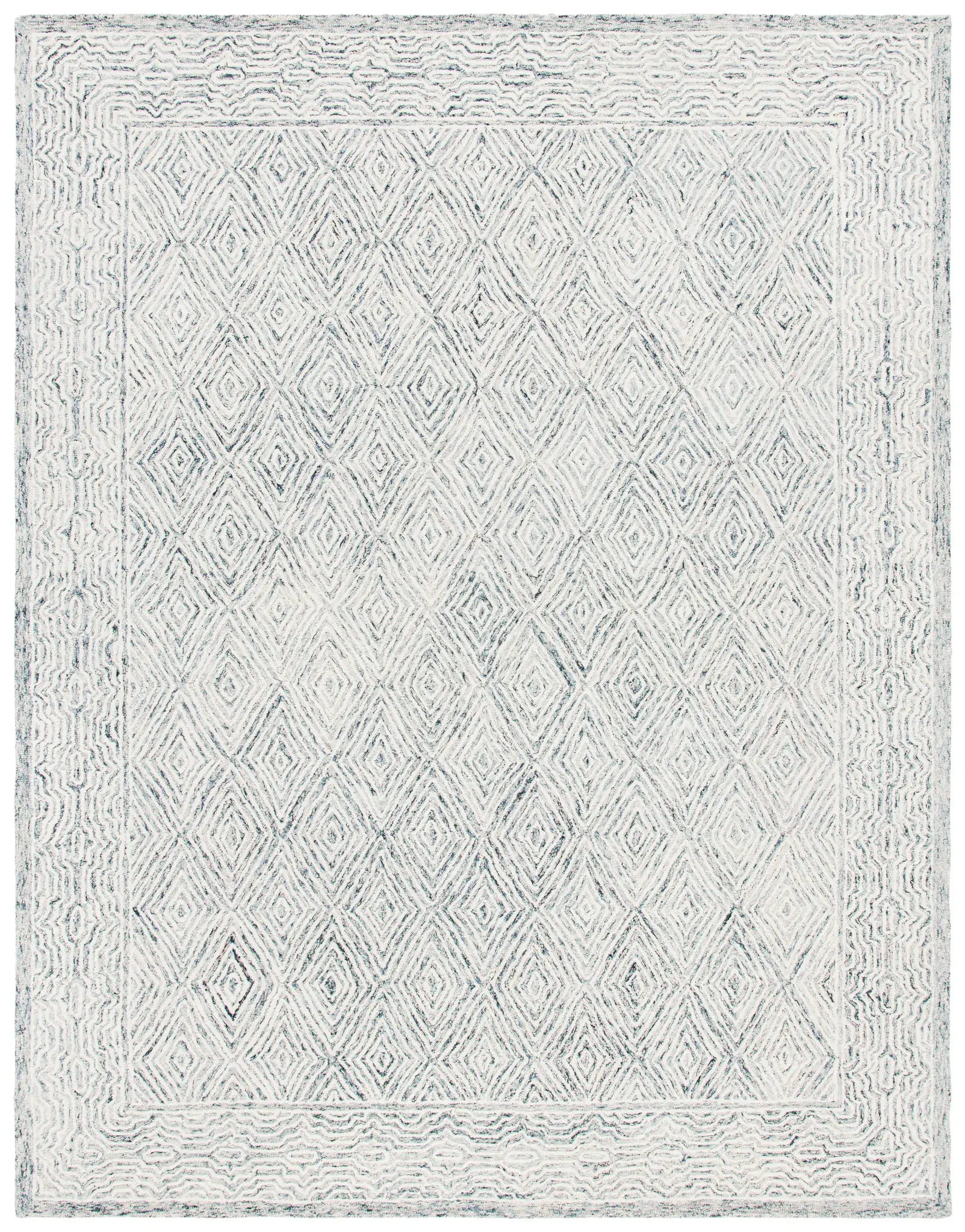 Capri Diamond Bordered Hand-Tufted Wool Rug