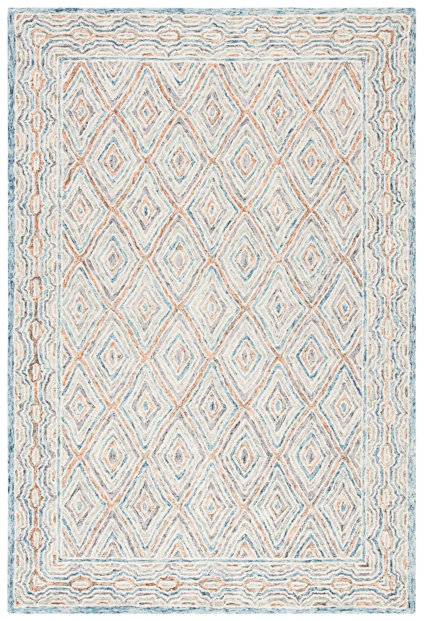 Capri Diamond Bordered Hand-Tufted Wool Rug