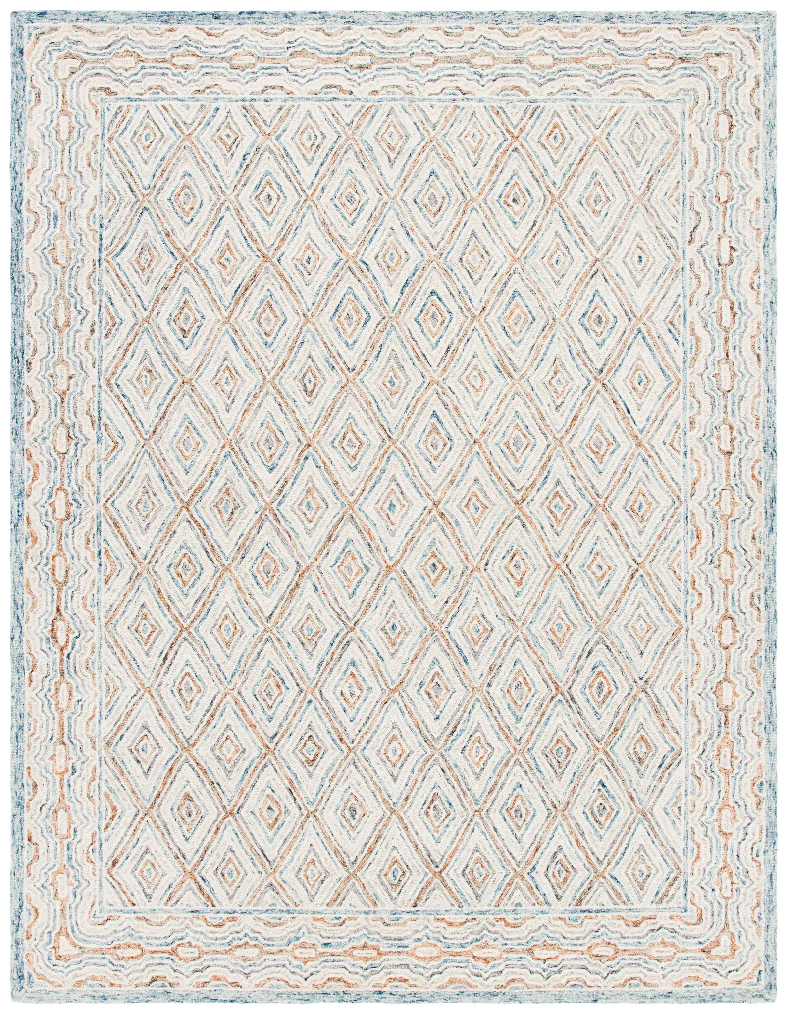 Capri Diamond Bordered Hand-Tufted Wool Rug
