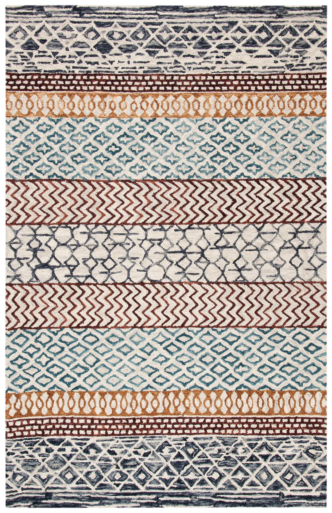 Capri Banded Geometric Hand-Tufted Wool Rug