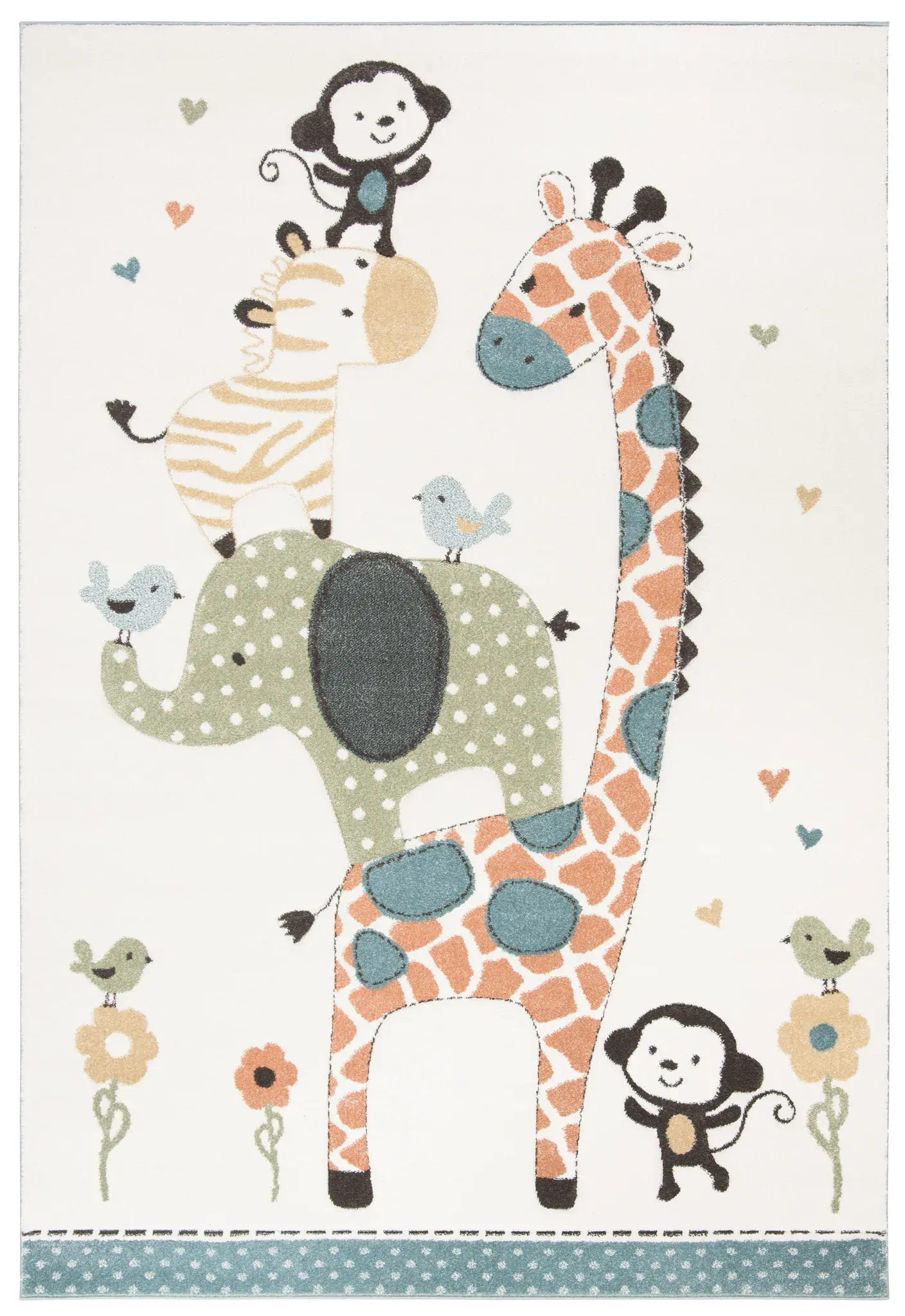 Carousel Kids Stacked Safari Animals Rug