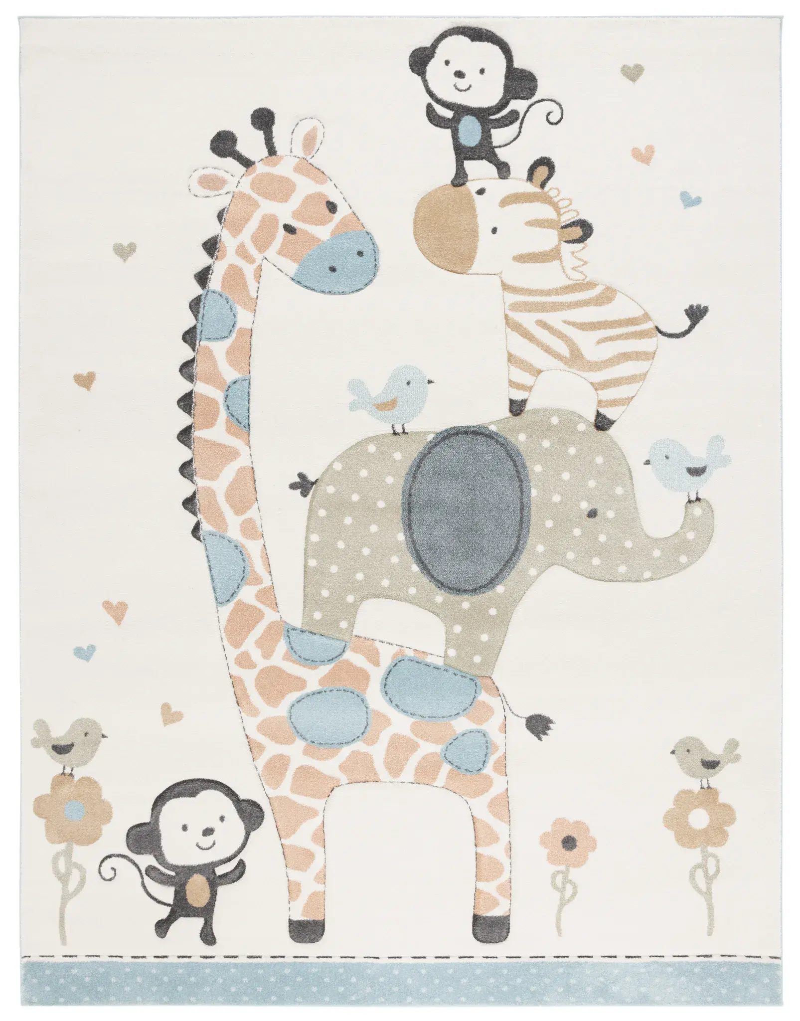 Carousel Kids Stacked Safari Animals Rug