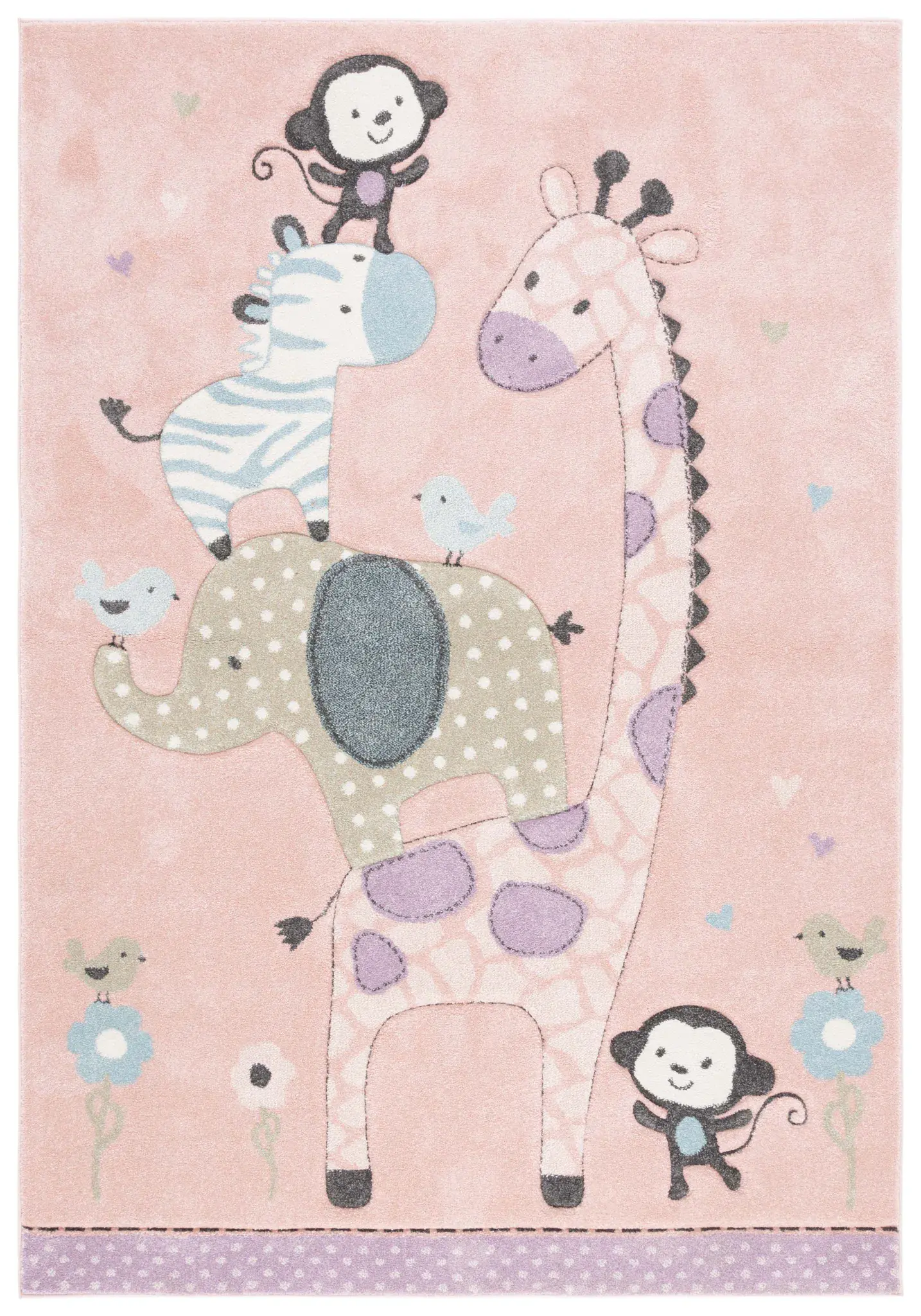 Carousel Kids Stacked Safari Animals Rug