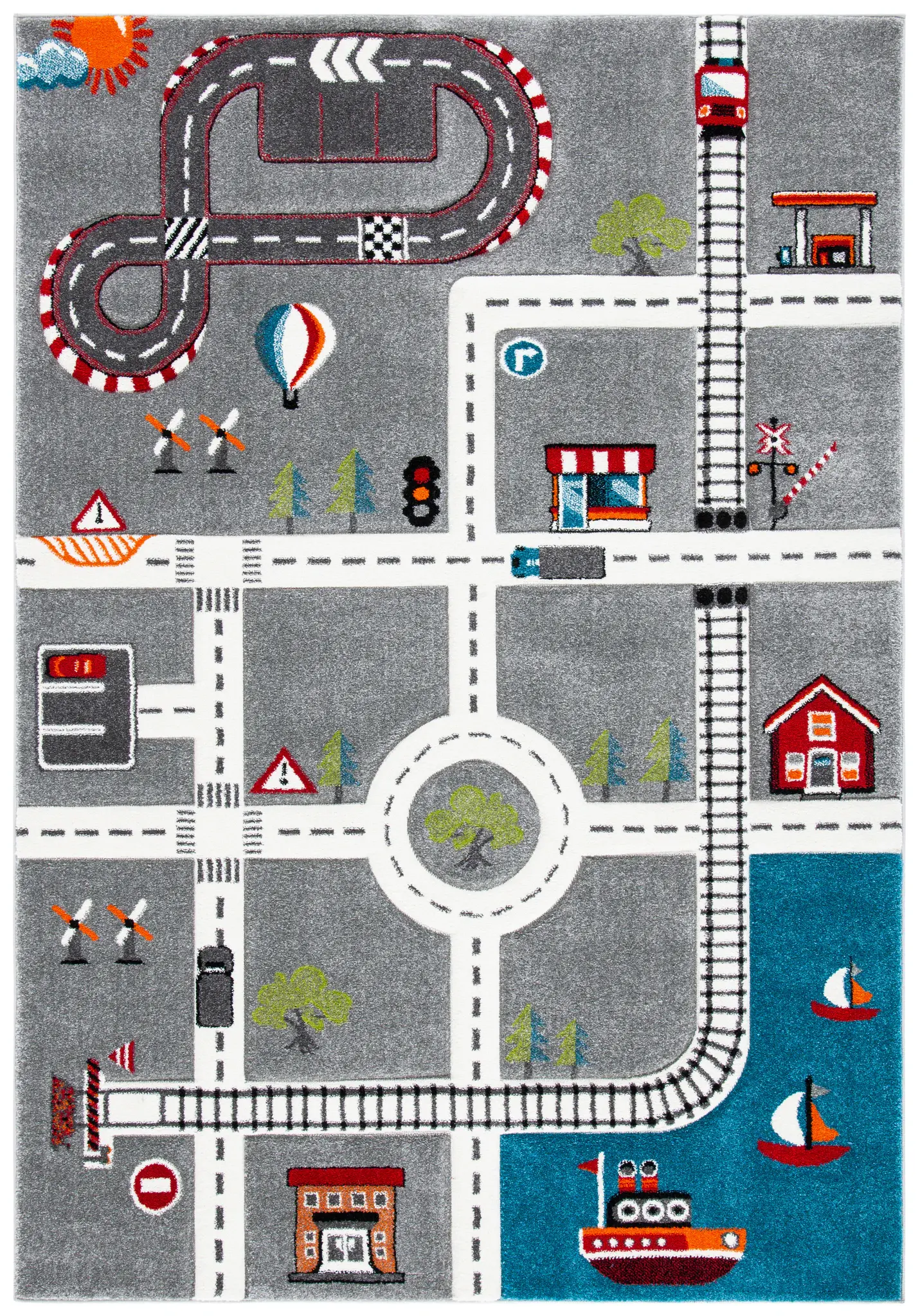Carousel Kids Road And Railway Play Rug