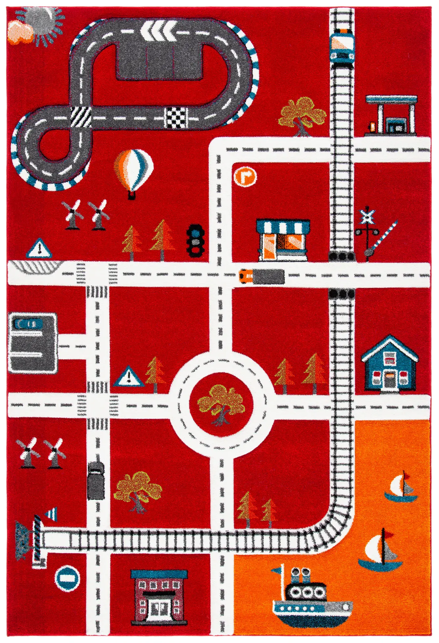 Carousel Kids Road And Railway Play Rug