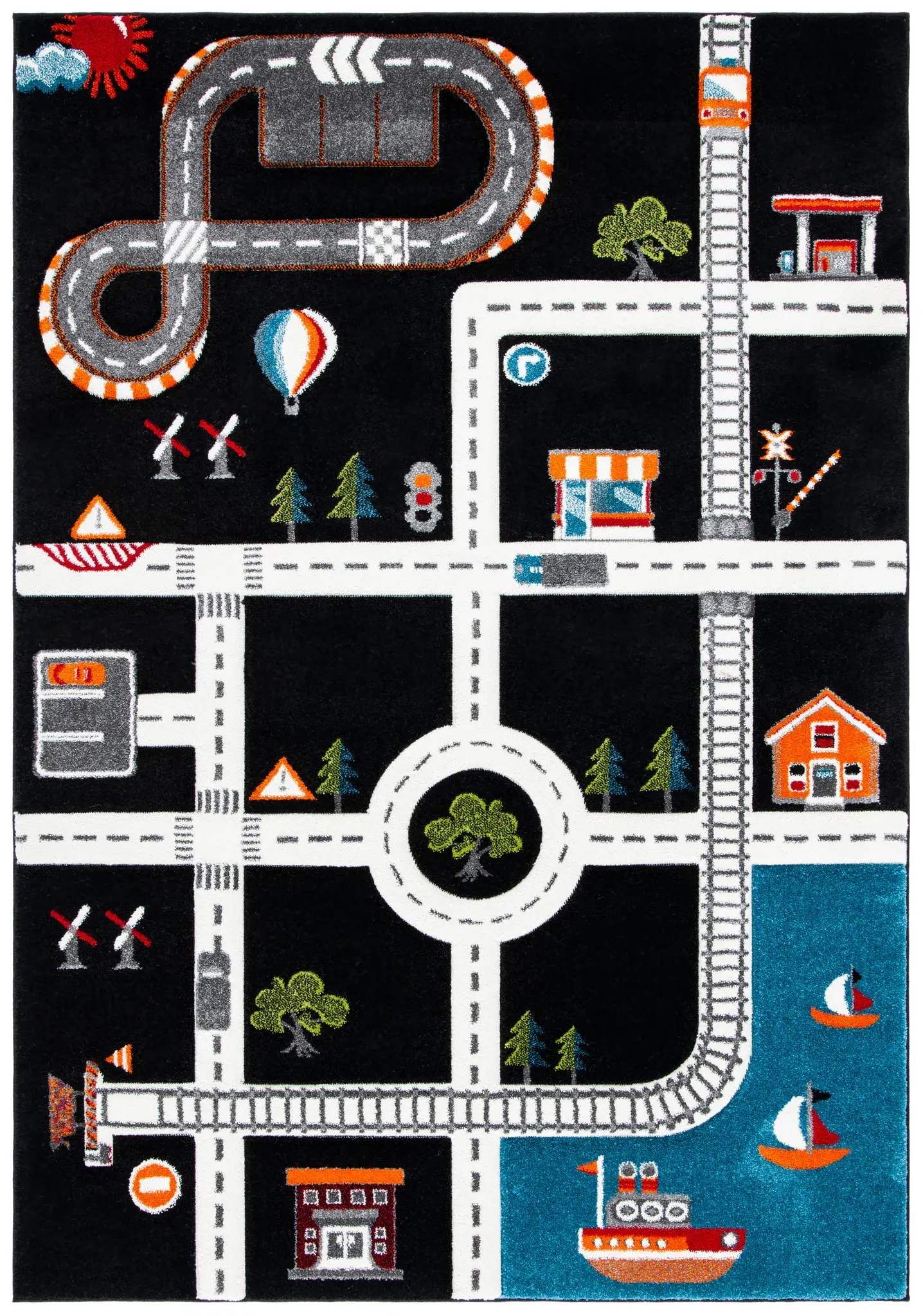 Carousel Kids Road And Railway Play Rug