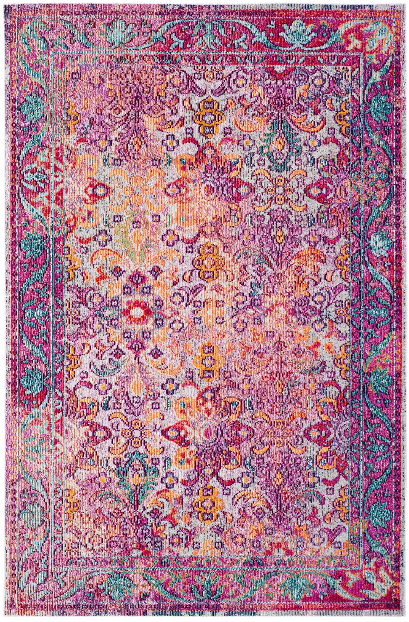 Crystal Bordered Floral Rug