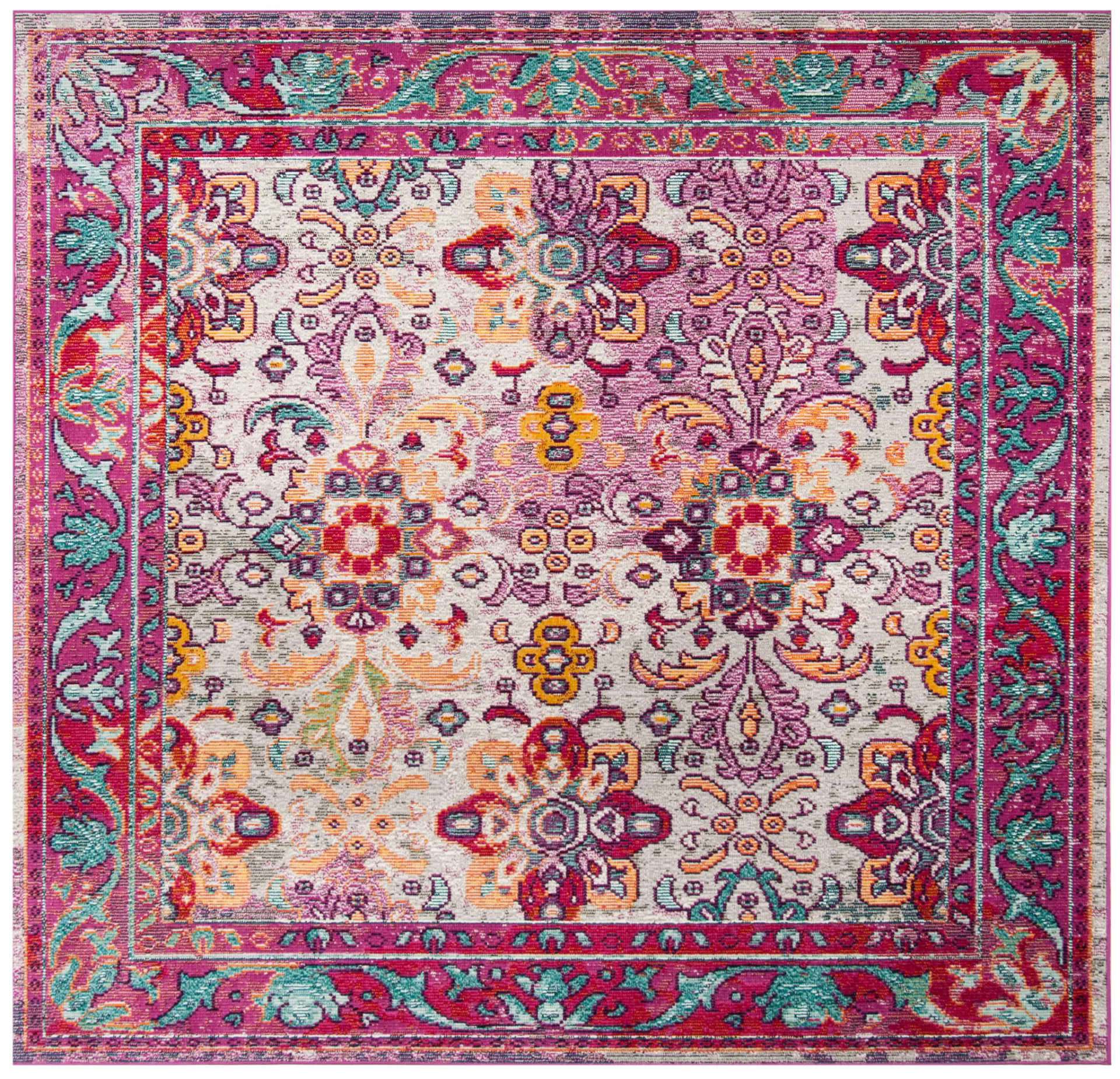 Crystal Bordered Floral Rug