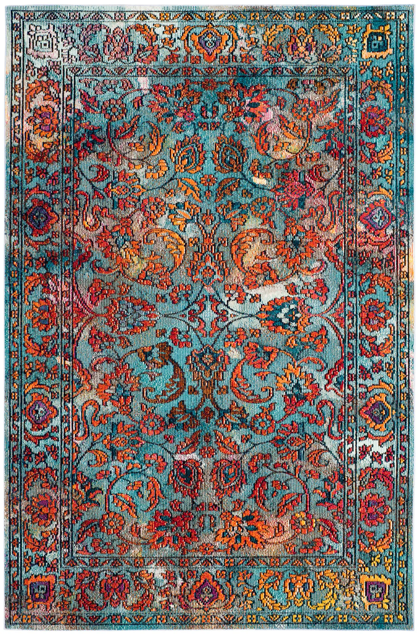 Crystal Distressed Floral Vine Rug