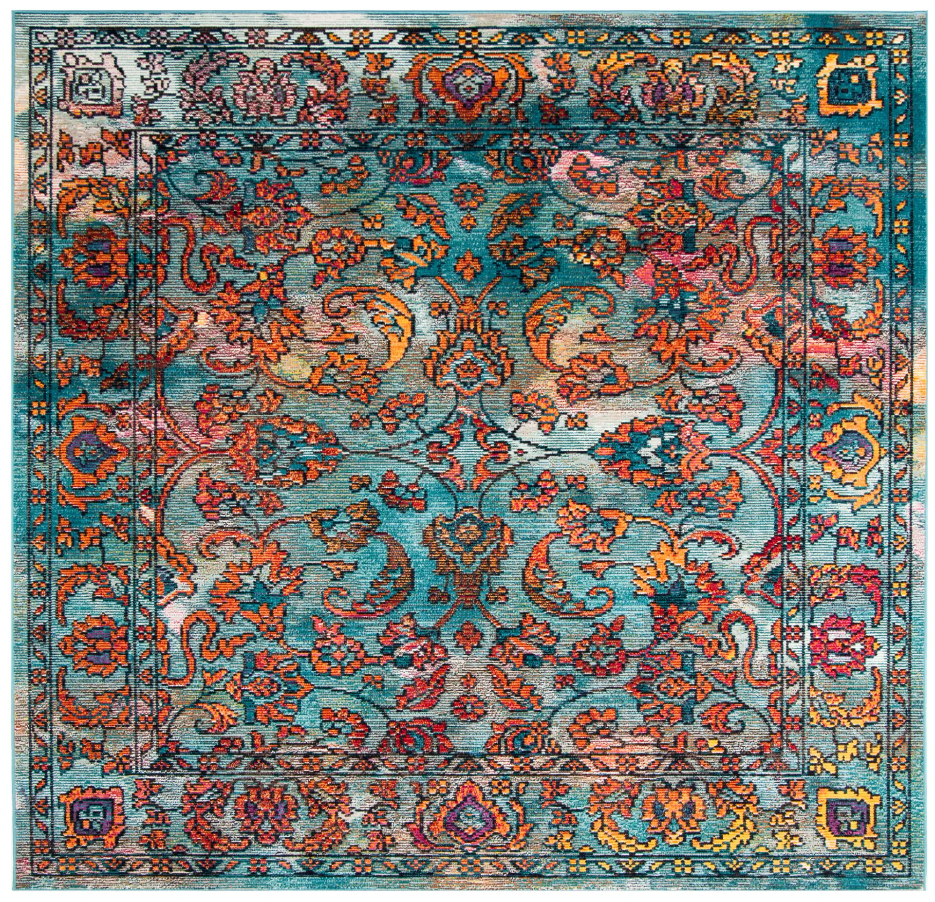 Crystal Distressed Floral Vine Rug