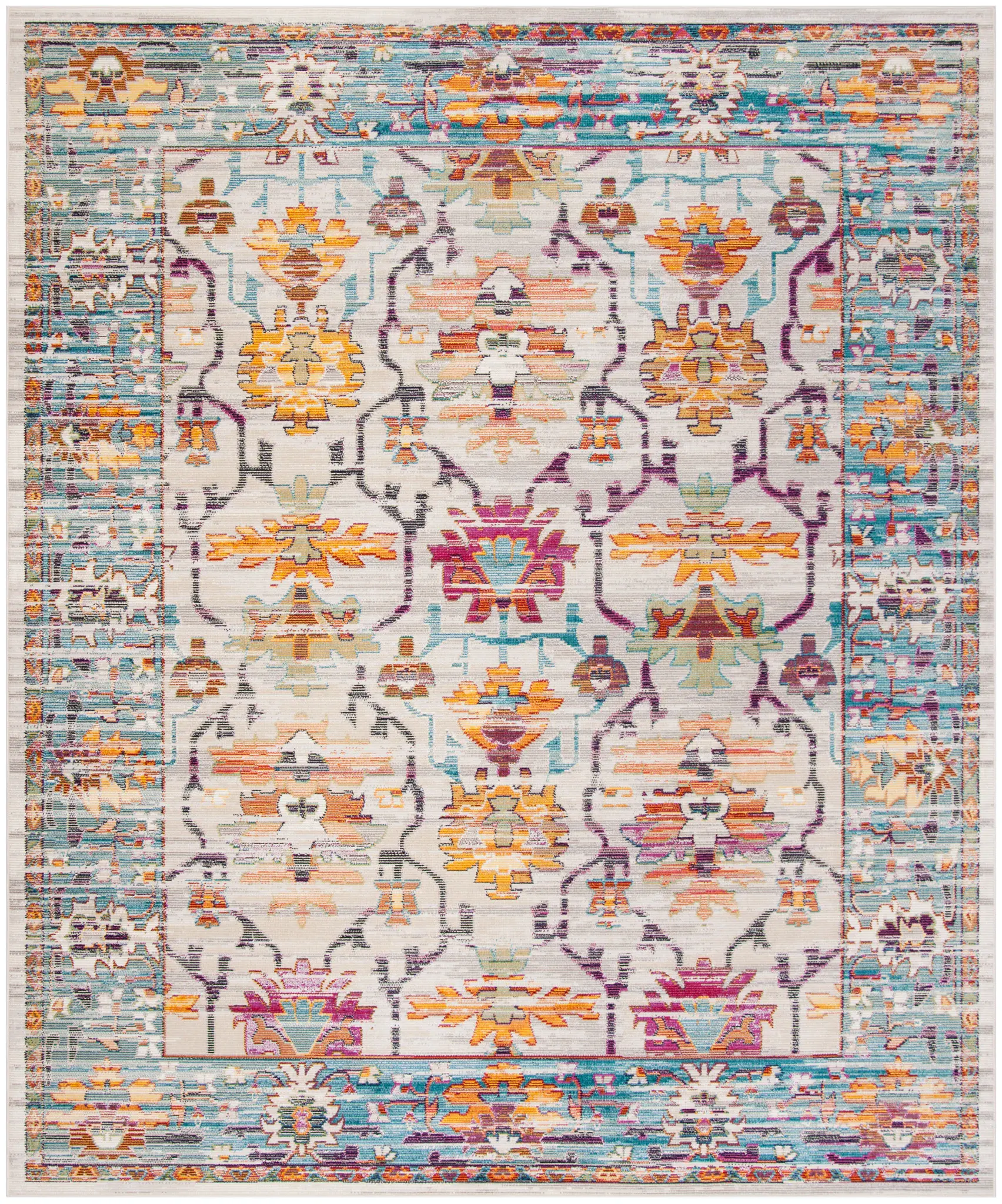Crystal Distressed Floral Border Rug