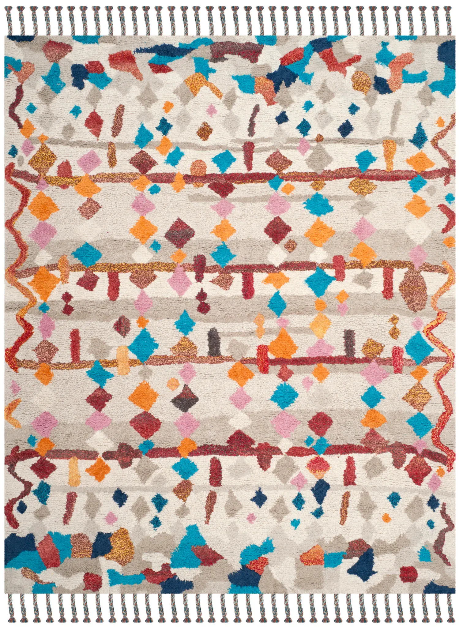 Casablanca Tasseled Geometric Hand-Tufted Shag Rug