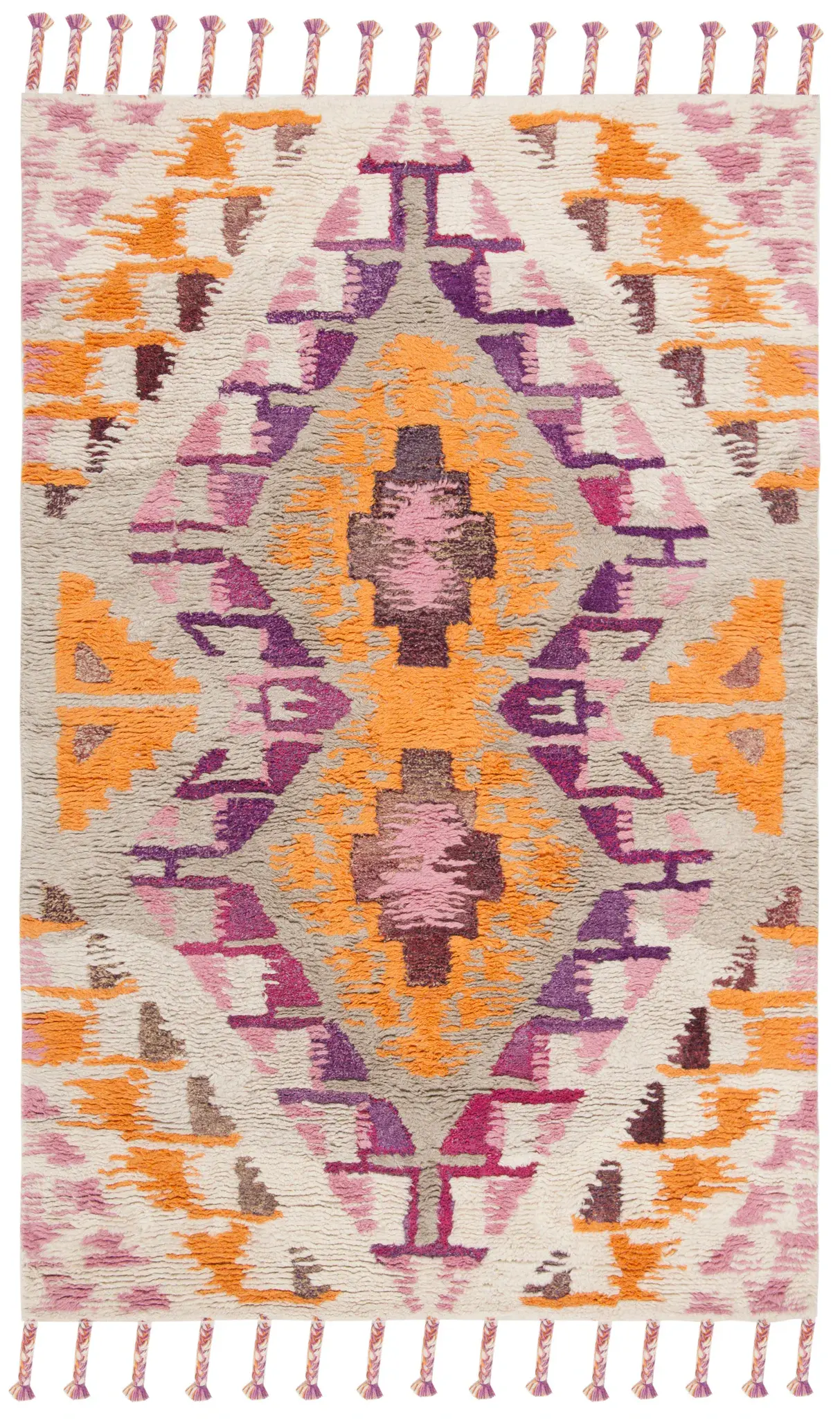 Casablanca Diamond Medallion Hand-Tufted Wool Blend Shag Rug