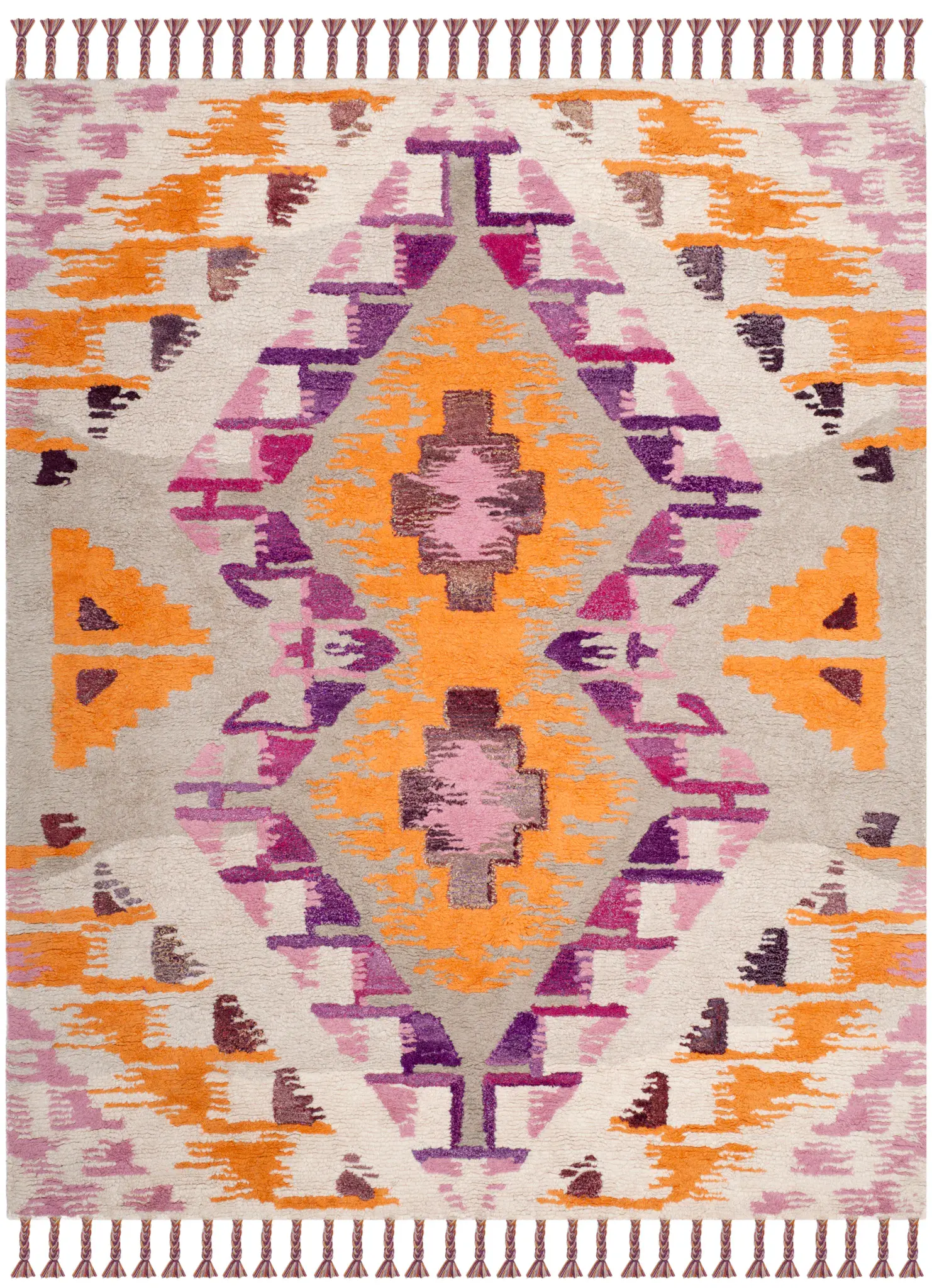 Casablanca Diamond Medallion Hand-Tufted Wool Blend Shag Rug