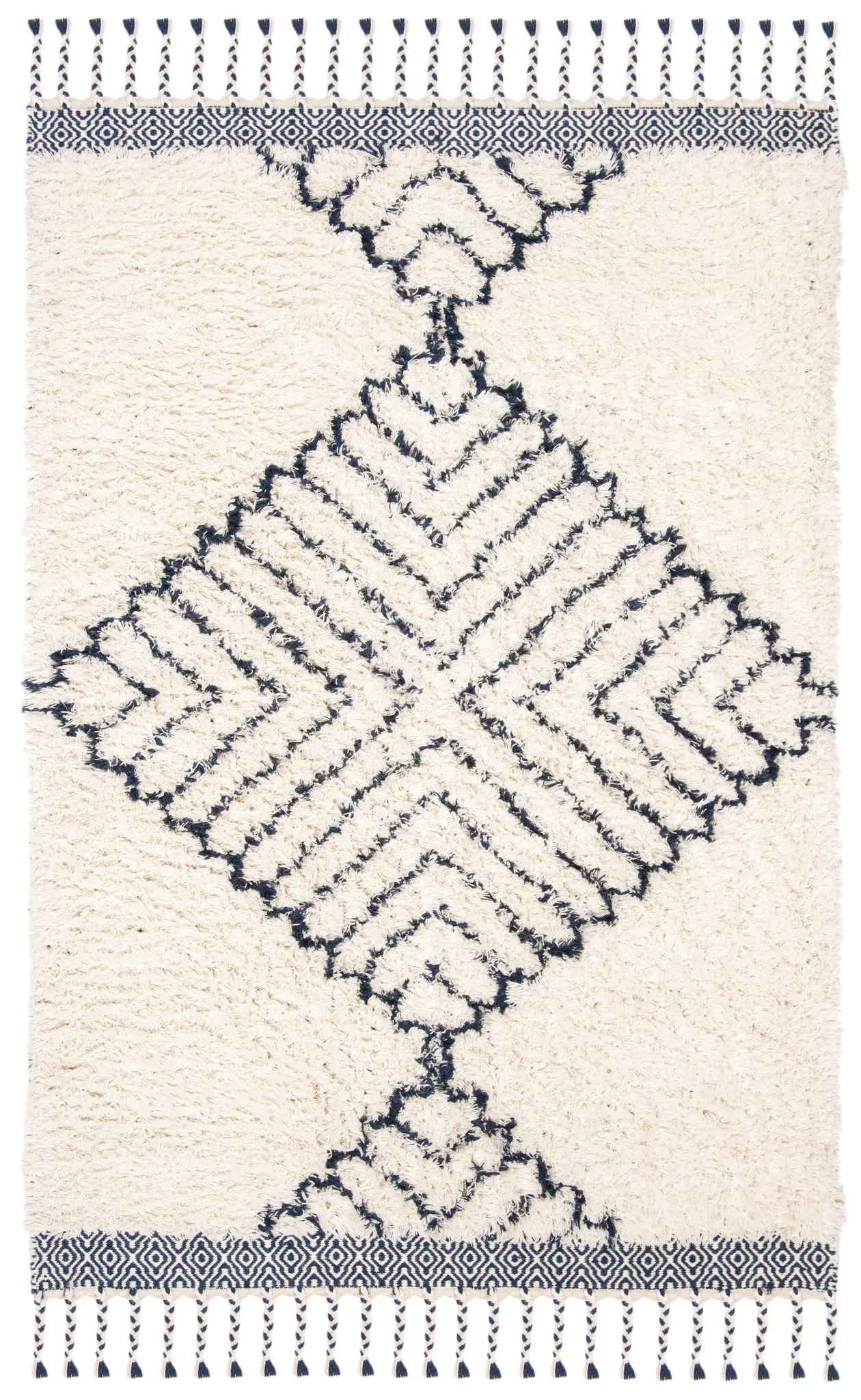 Casablanca Diamond Hand-Woven Shag Wool Rug