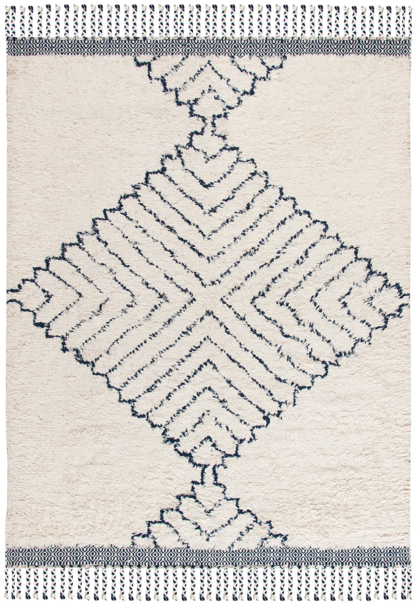 Casablanca Diamond Hand-Woven Shag Wool Rug