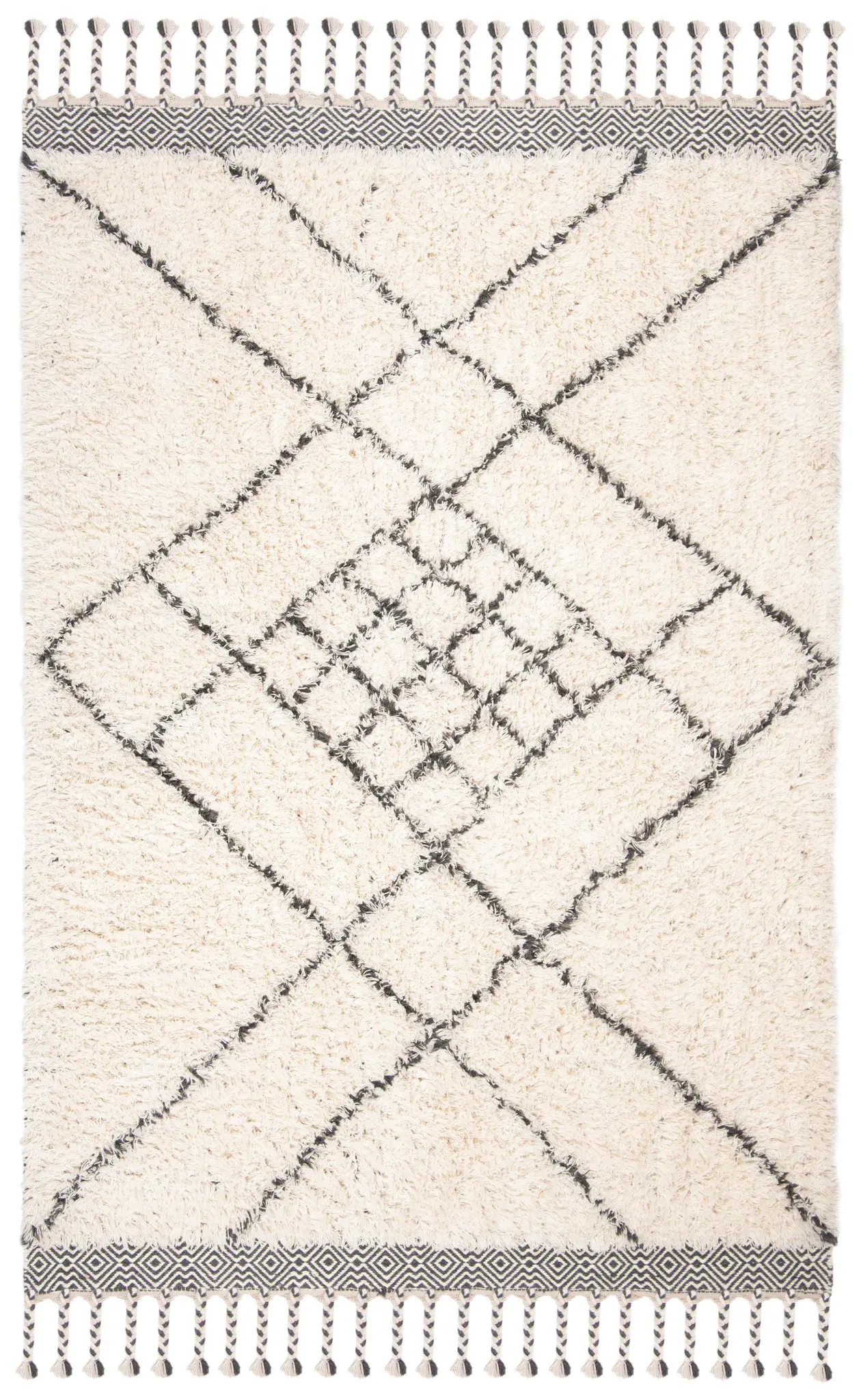 Casablanca Diamond Lattice Hand-Woven Shag Wool Rug