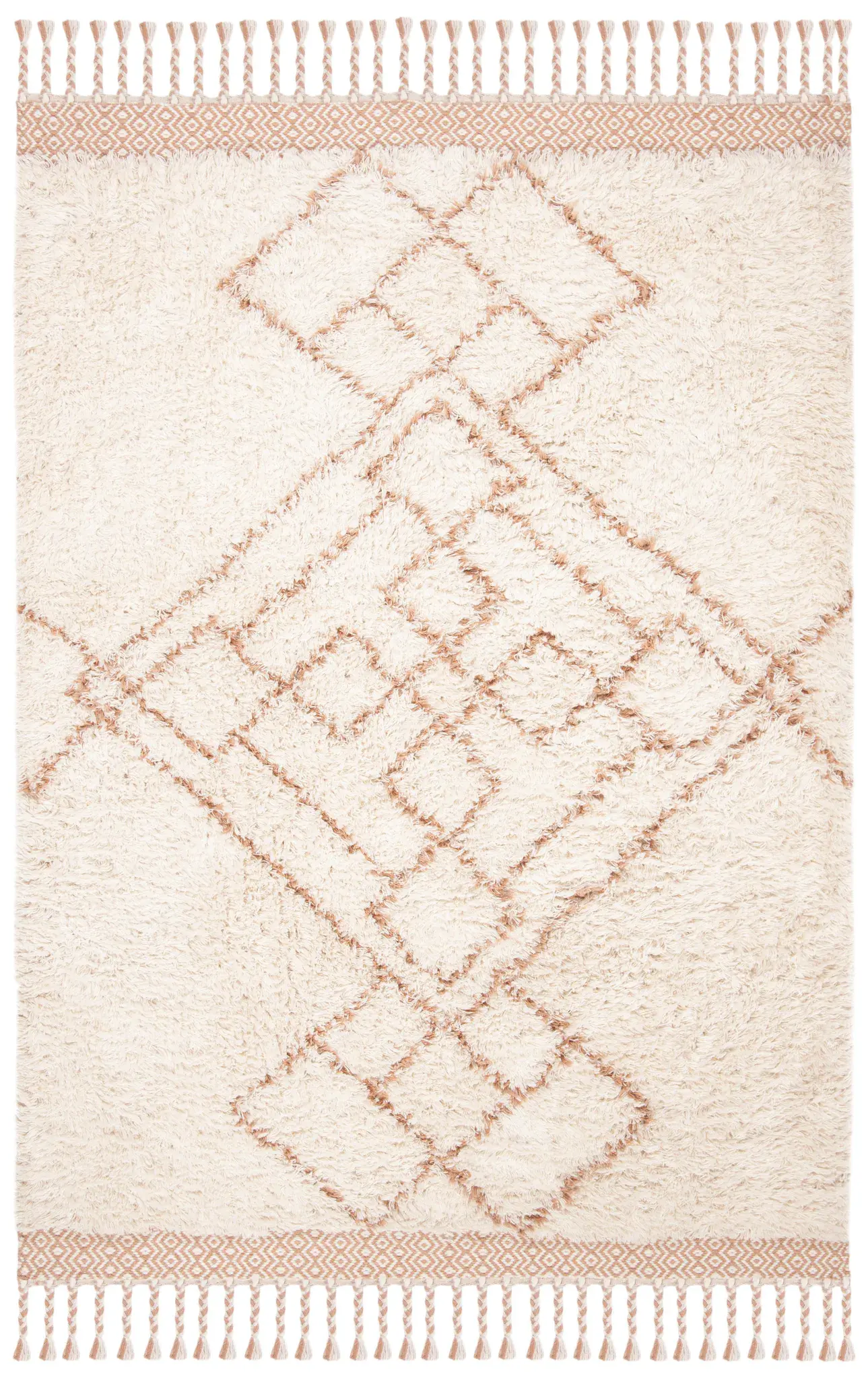 Casablanca Tribal Diamond Hand-Woven Shag Wool Rug
