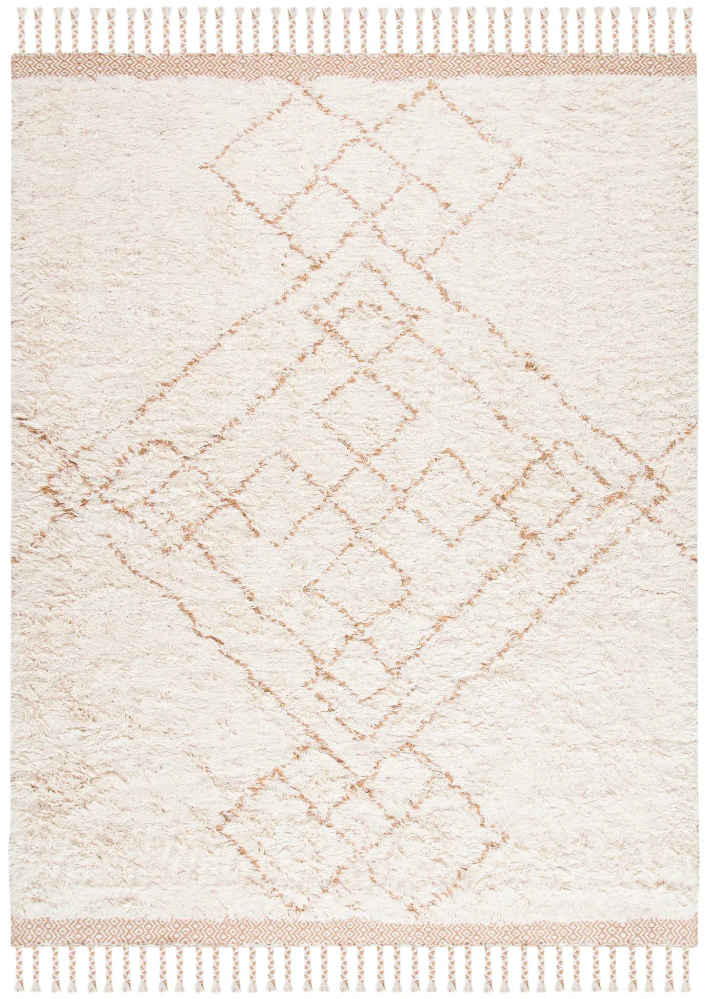 Casablanca Tribal Diamond Hand-Woven Shag Wool Rug