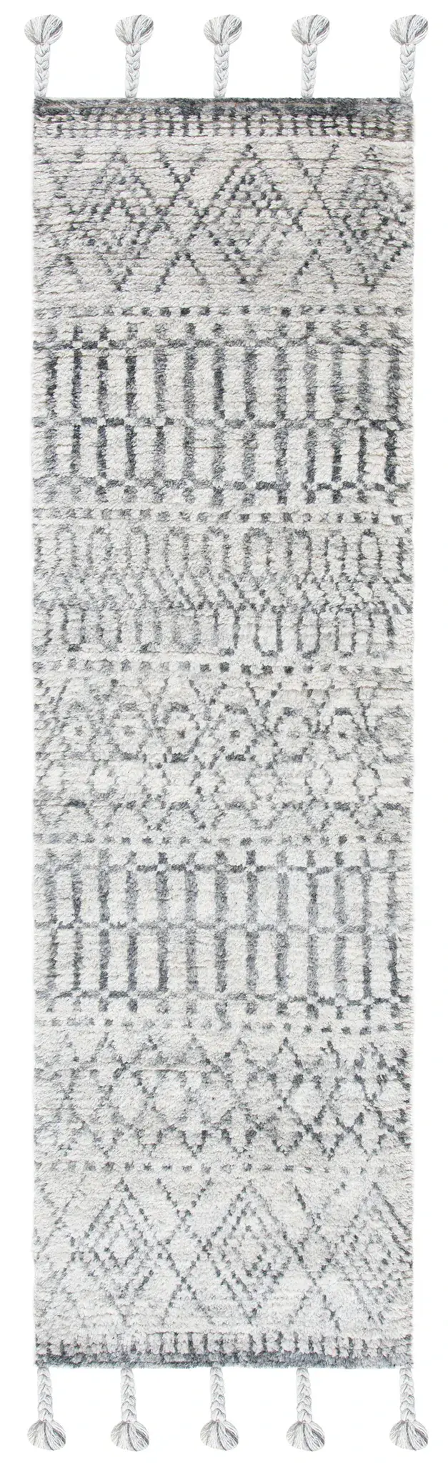 Casablanca Banded Diamond Hand-Knotted Shag Wool Rug
