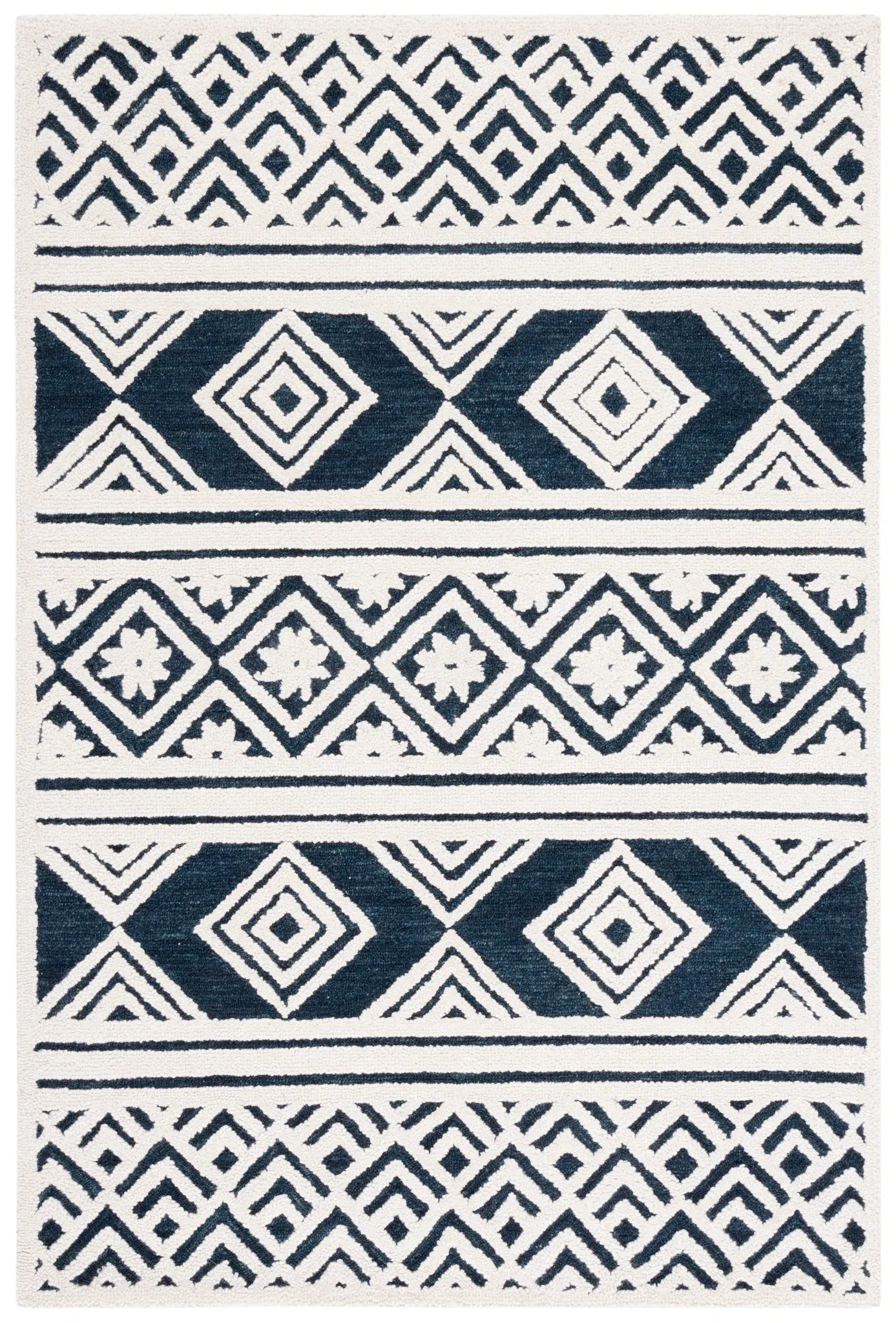 Casablanca Banded Diamond Hand-Tufted Wool Rug