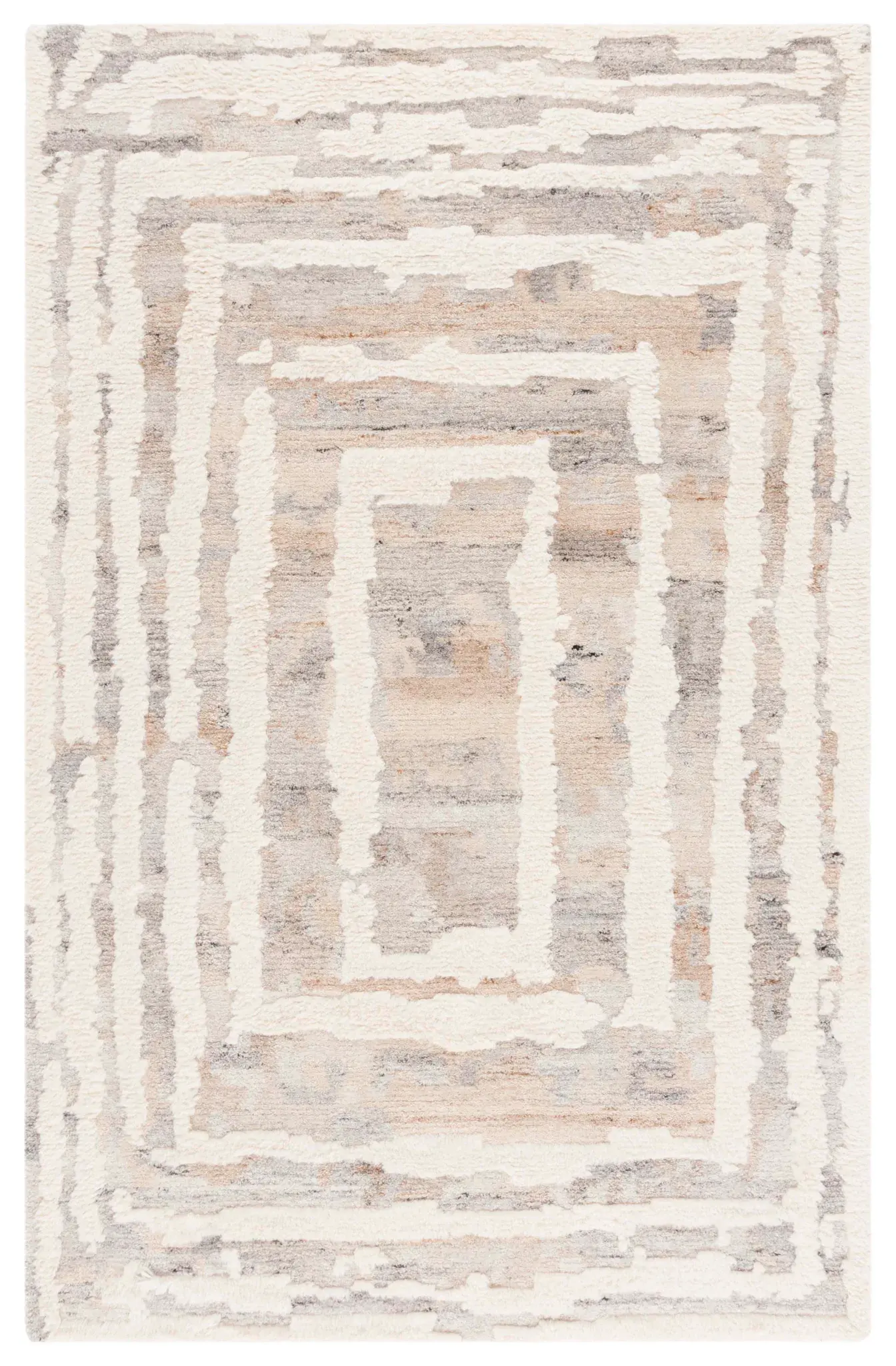 Casablanca Concentric Frame Hand-Tufted Shag Wool Rug
