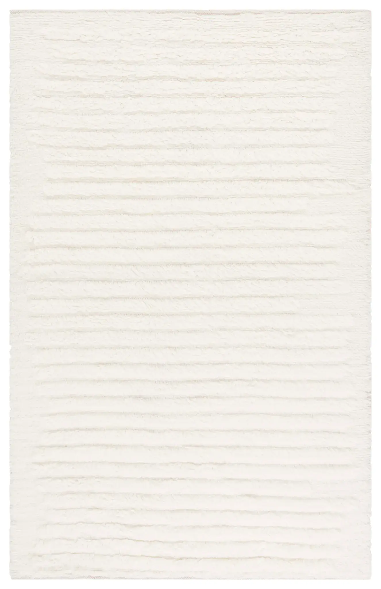 Casablanca Ribbed Stripe Hand-Woven Shag Wool Rug
