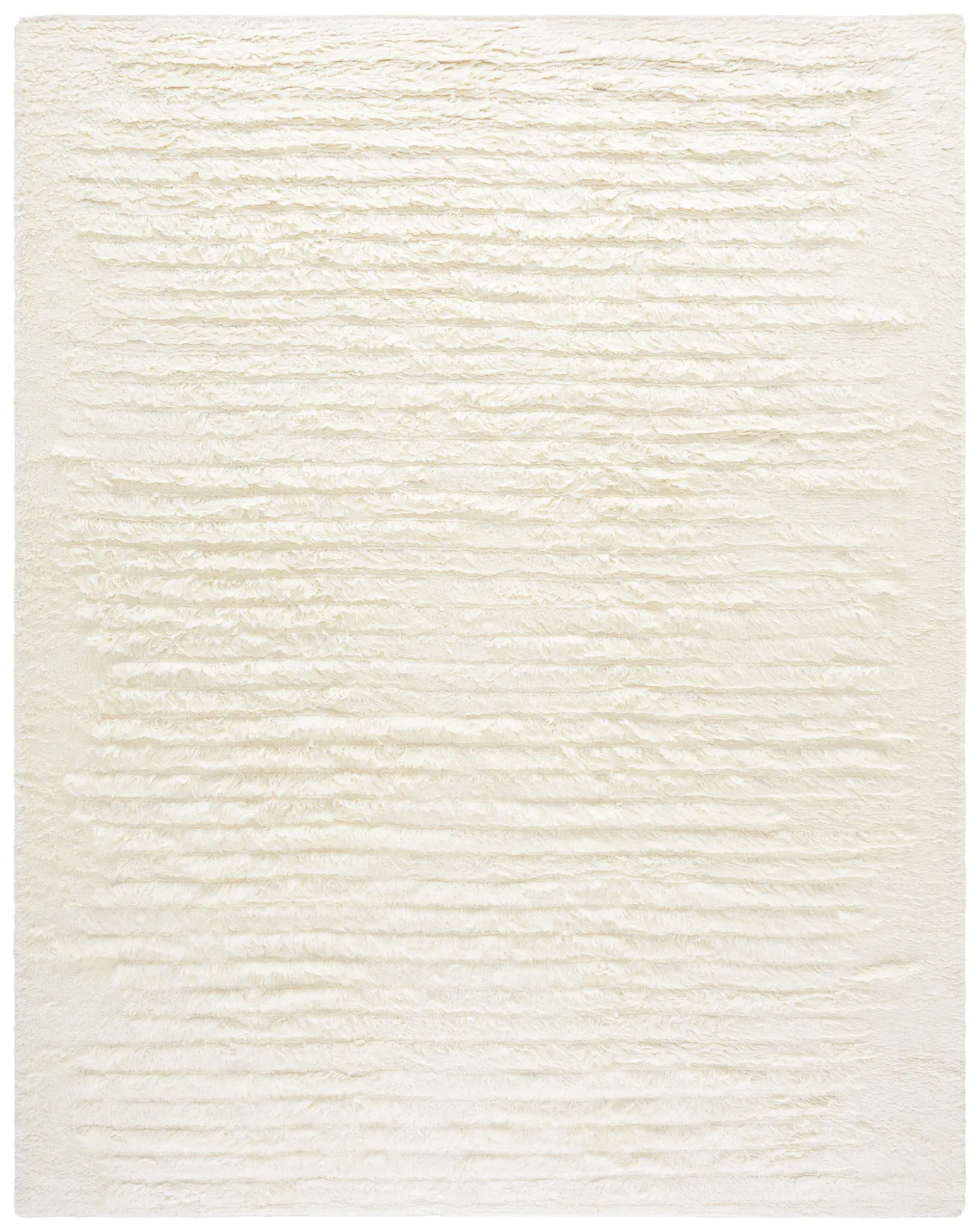 Casablanca Ribbed Stripe Hand-Woven Shag Wool Rug
