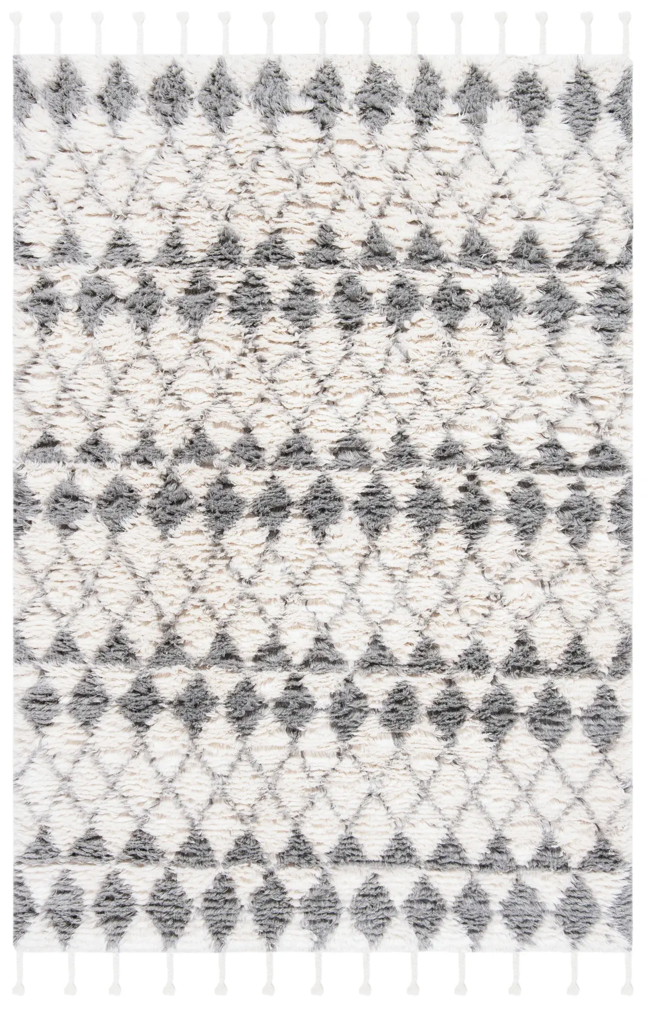 Casablanca Banded Diamond Hand-Woven Shag Wool Rug