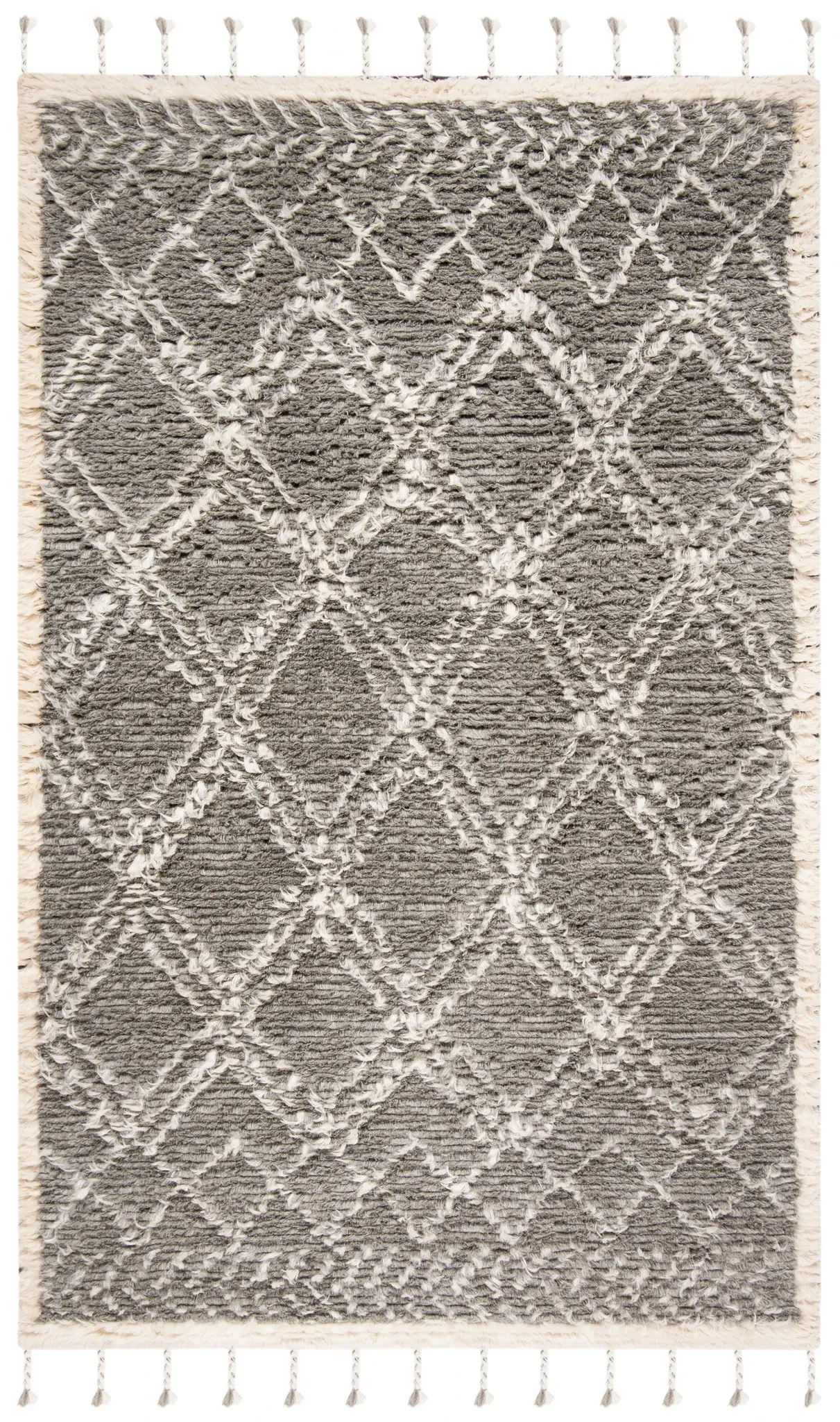 Casablanca Double Diamond Trellis Hand-Woven Shag Wool Rug