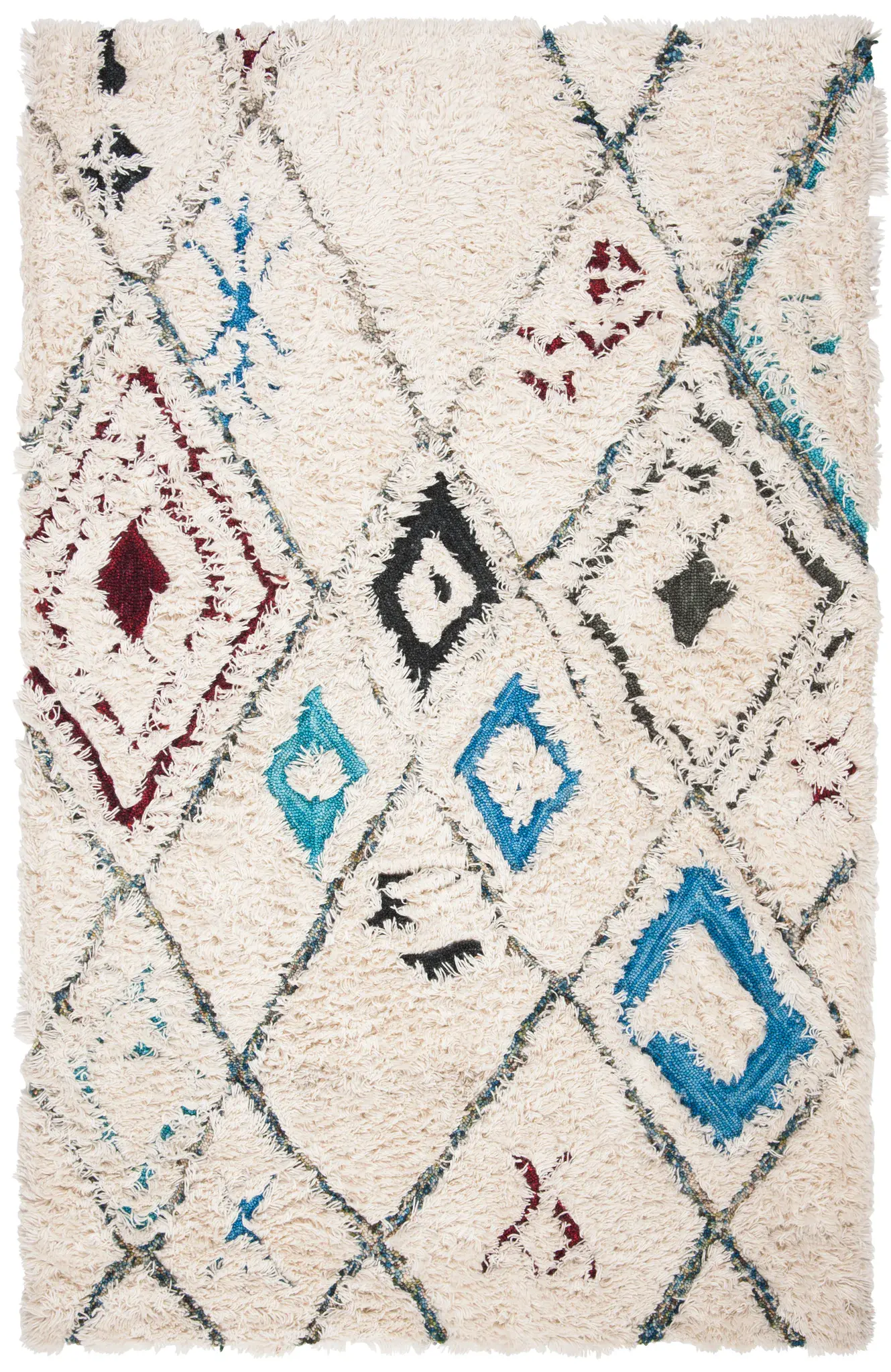 Casablanca Diamond Lattice Hand-Tufted Wool Shag Rug