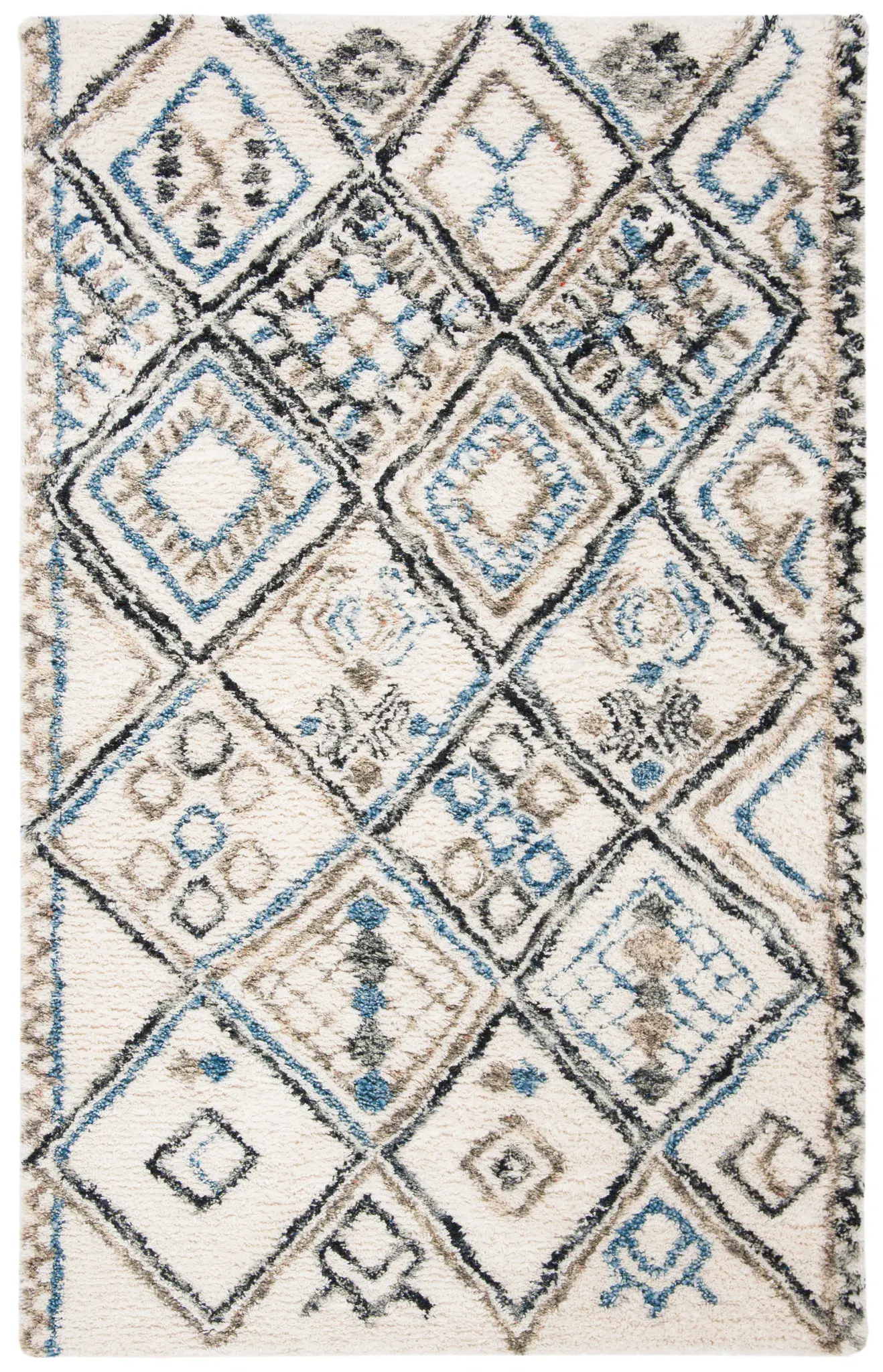 Casablanca Diamond Trellis Hand-Tufted Wool Shag Rug