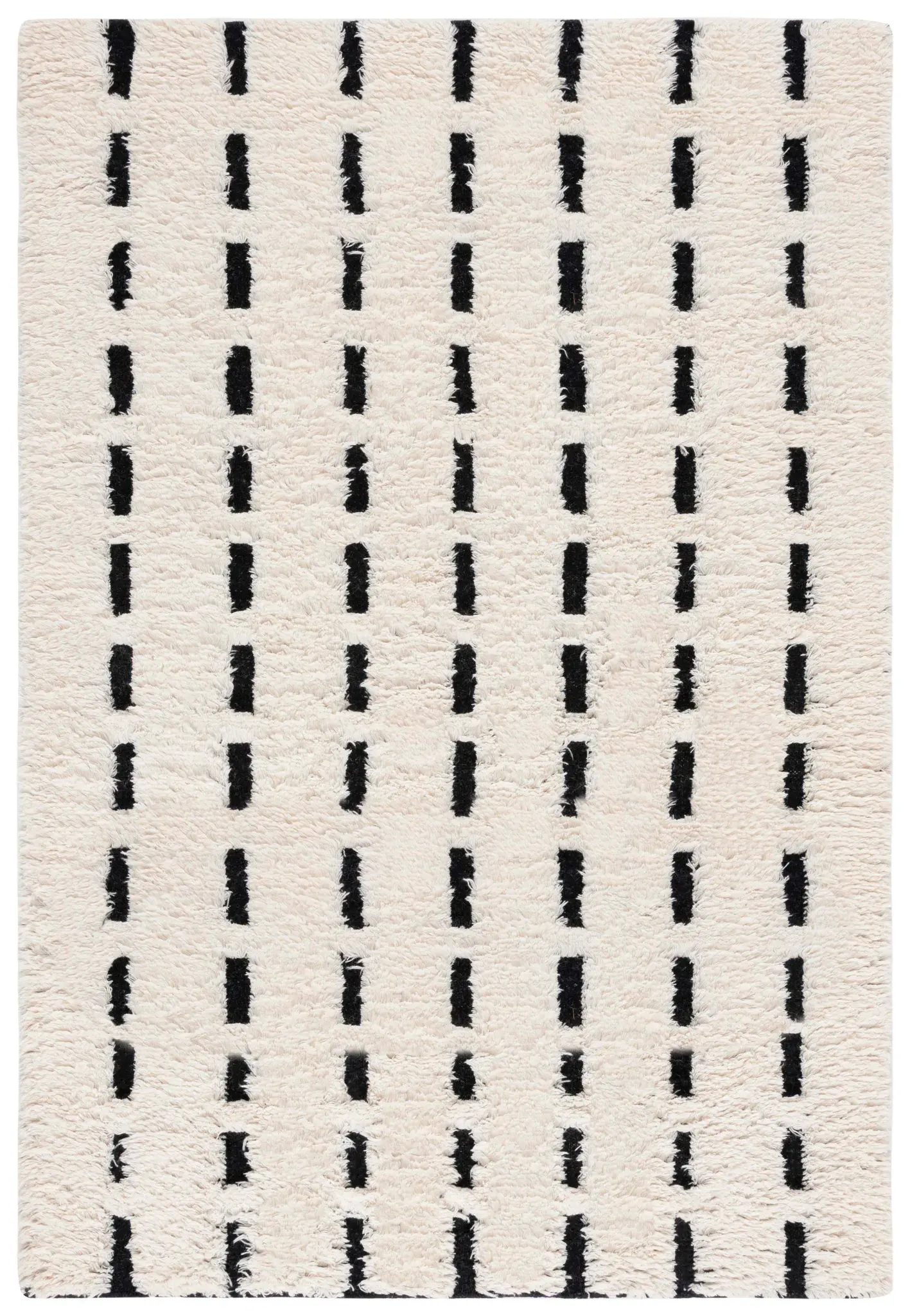 Casablanca Dashed Stripe Hand-Woven Shag Wool Rug