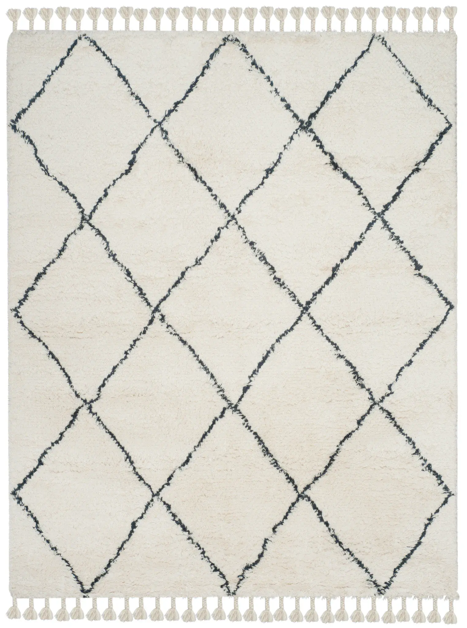 Casablanca Large Diamond Hand-Tufted Shag Wool Rug