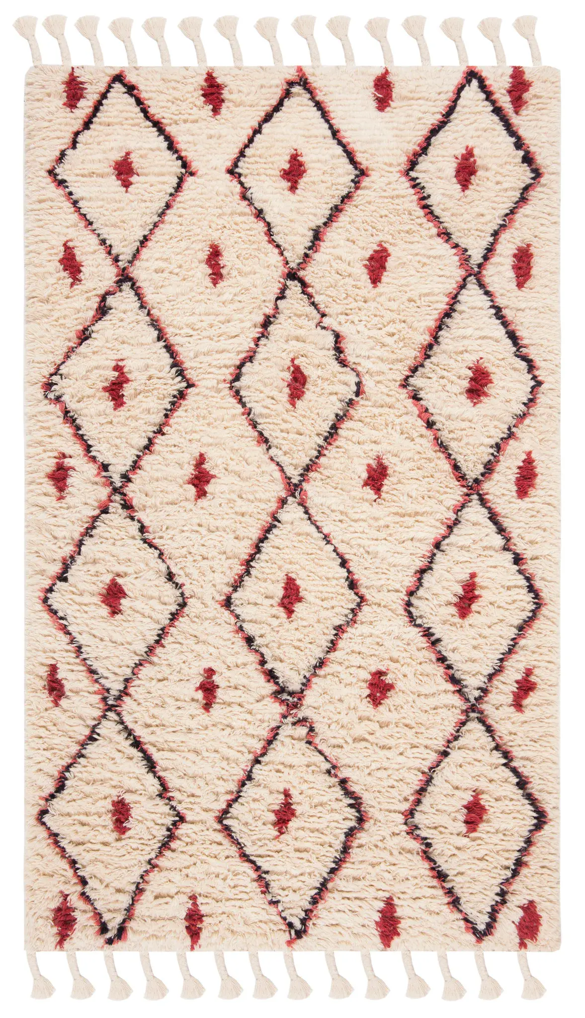 Casablanca Diamond Motif Trellis Hand-Tufted Shag Wool Rug